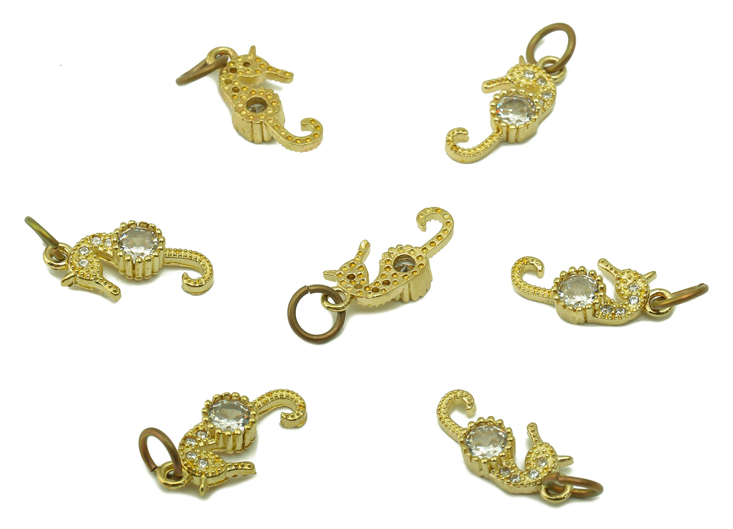 Brass Snails Earring Charms - Raw Brass Snails Cubic Zirconia With Hoop - For Necklace - Jewelry Making - 14.4 x 6.49 x 2.63- PP8587 - DOMEDBAZAAR