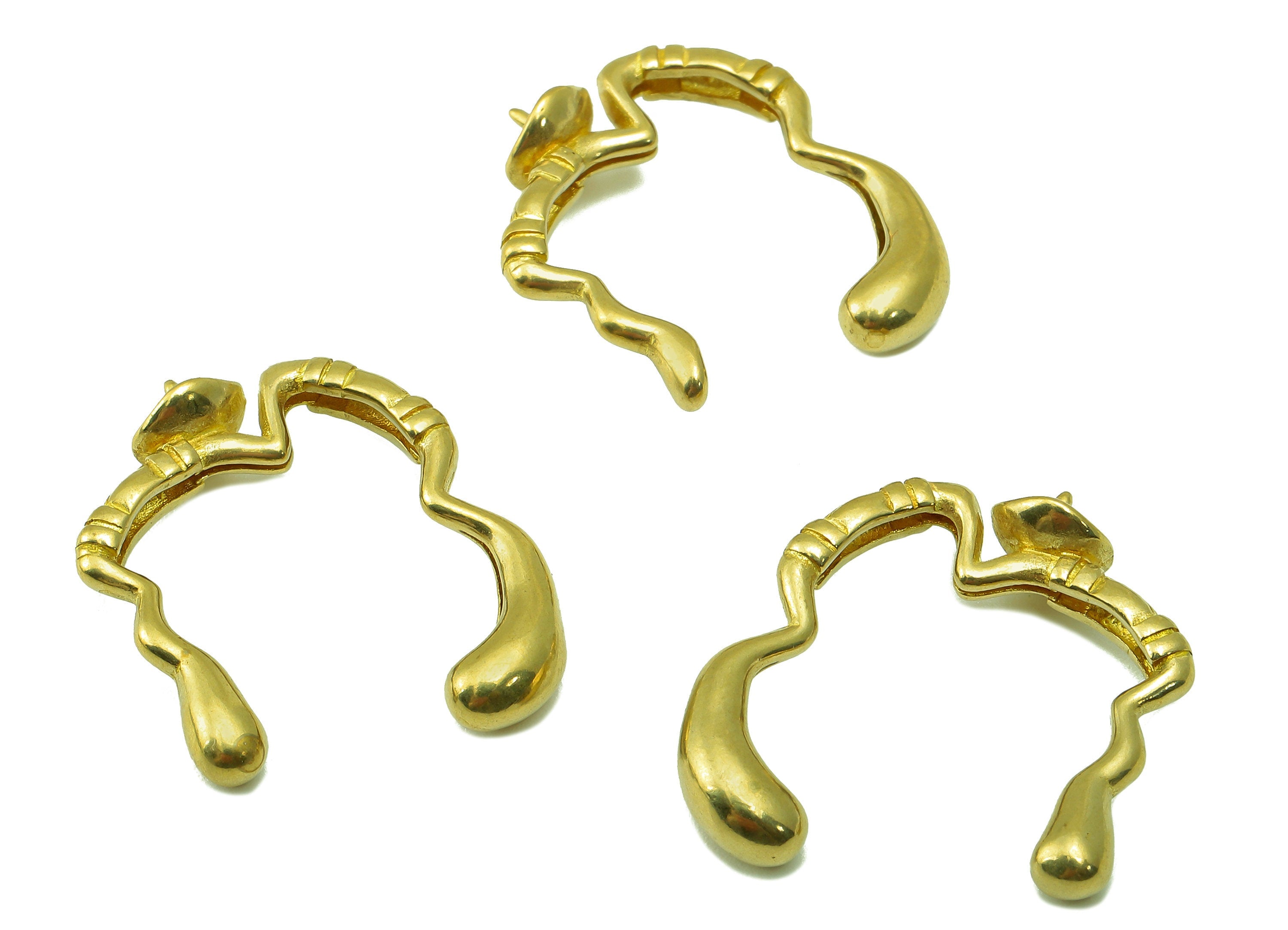 Brass Gold Plated Irregular Earrings - Brass Earring for Pearl - Brass Melting Earring - 26.48 x 19.15 x 6.07mm - PP7648 - DOMEDBAZAAR