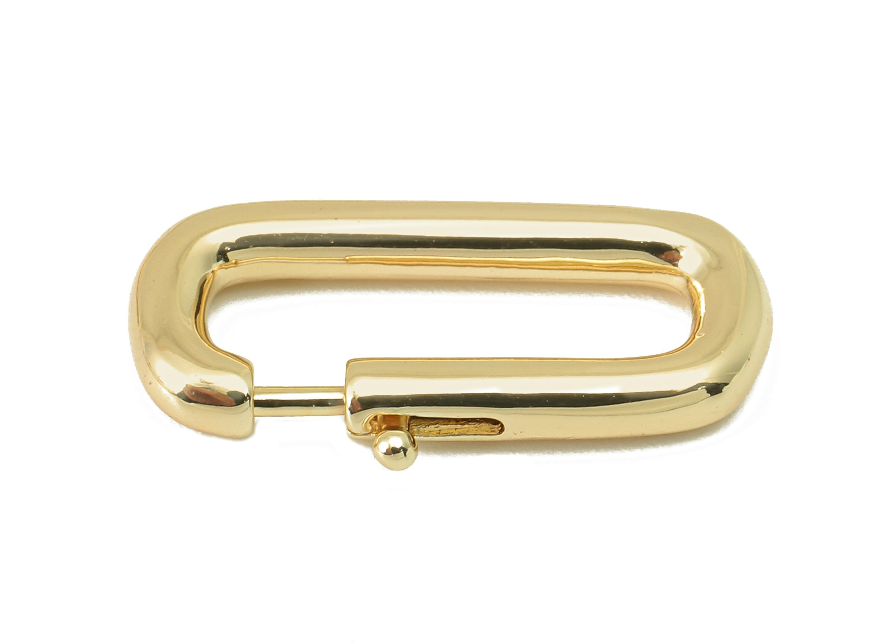 Brass Rectangle Hoop Earring - Brass Huggie Hoop Oval Rectangle Clasp Hoop-Rectangle Connector-18K Real Gold Plating-23.28x12.02x3mm-RGP5867 - DOMEDBAZAAR