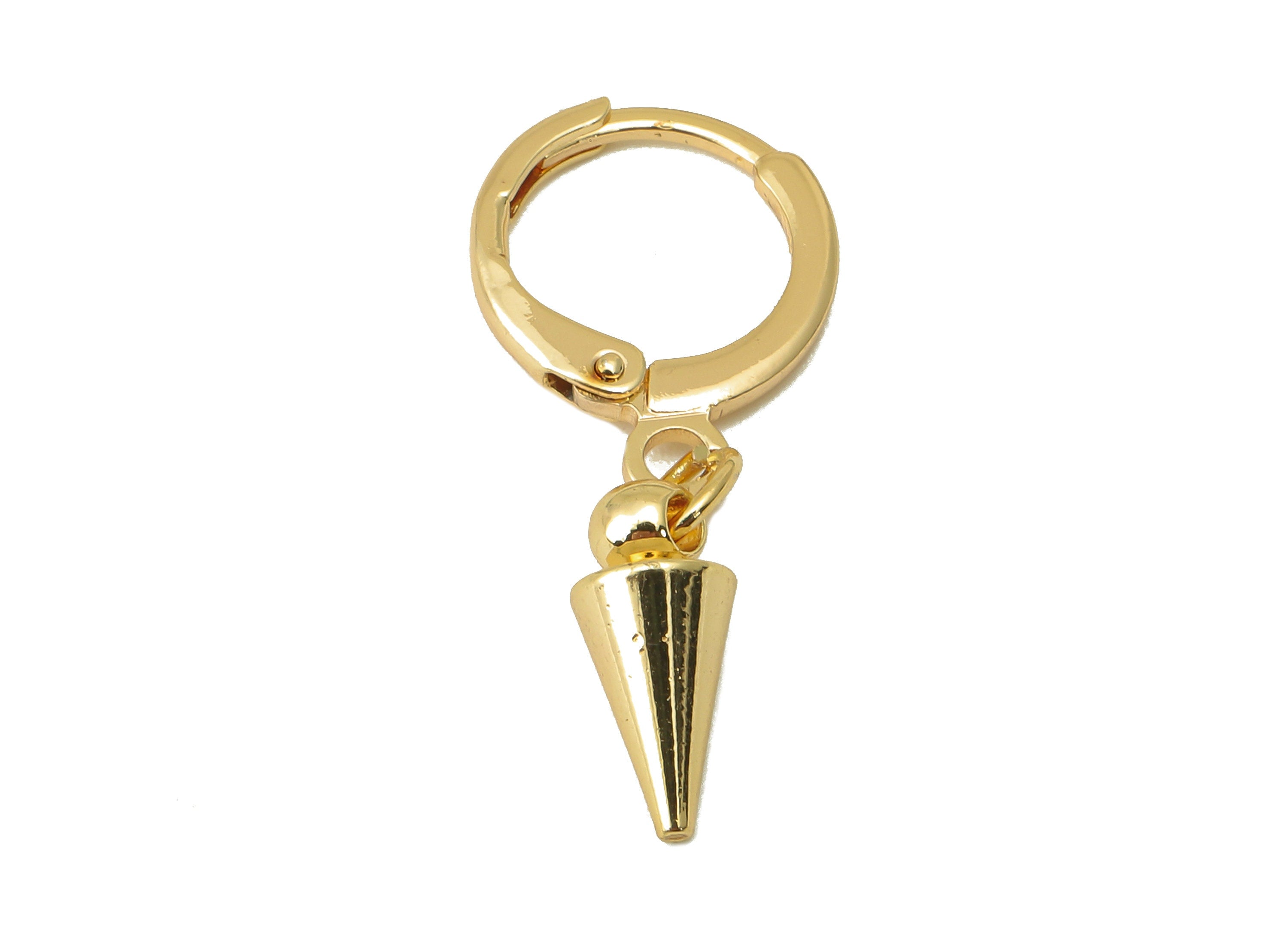Brass Clasp Earring - Brass Awl Lever back Earring Huggie - Geometry Hoop- 18K Real Gold Plating - 26.6x11.5x4mm - RGP6062 - DOMEDBAZAAR