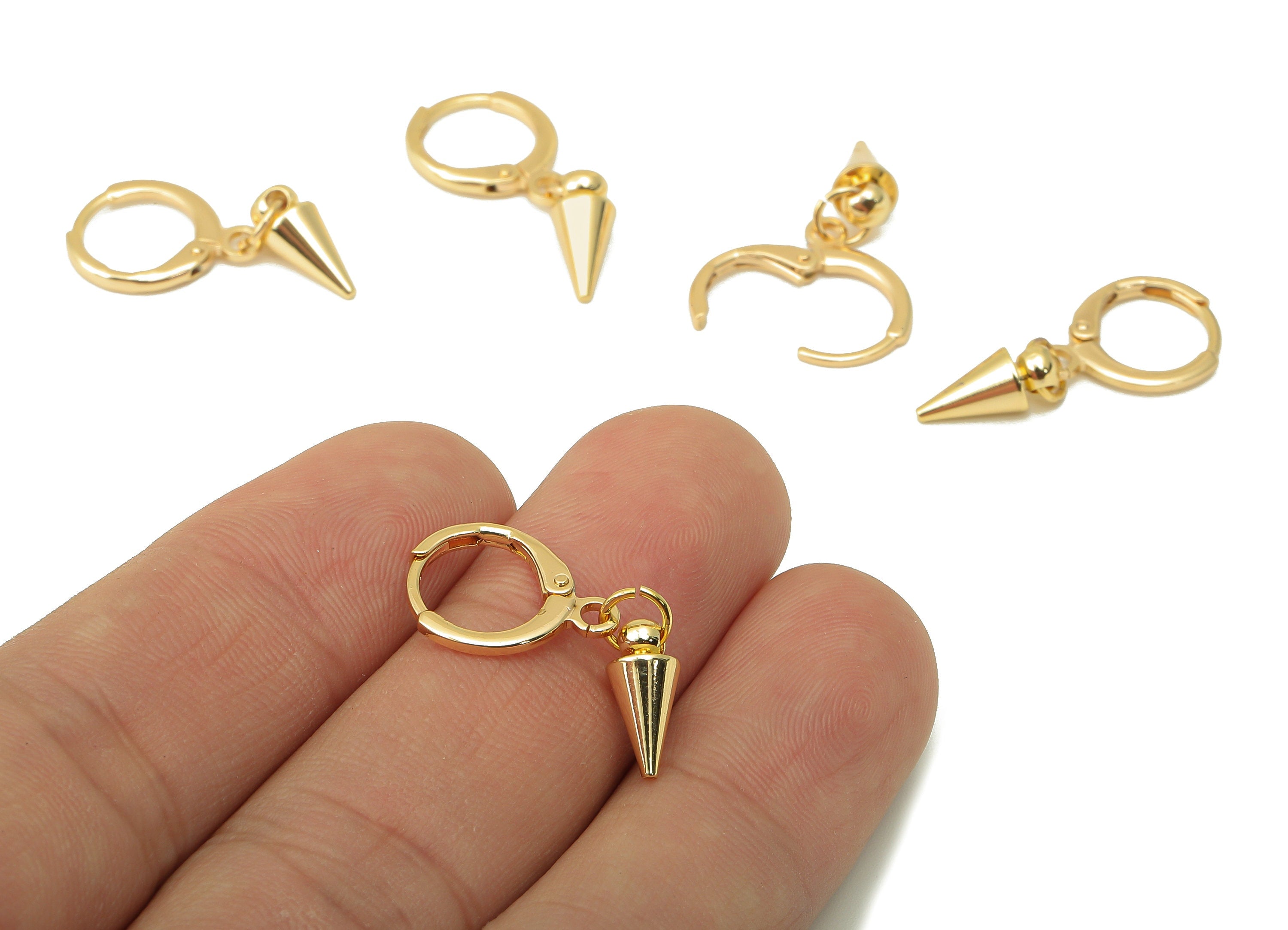 Brass Clasp Earring - Brass Awl Lever back Earring Huggie - Geometry Hoop- 18K Real Gold Plating - 26.6x11.5x4mm - RGP6062 - DOMEDBAZAAR
