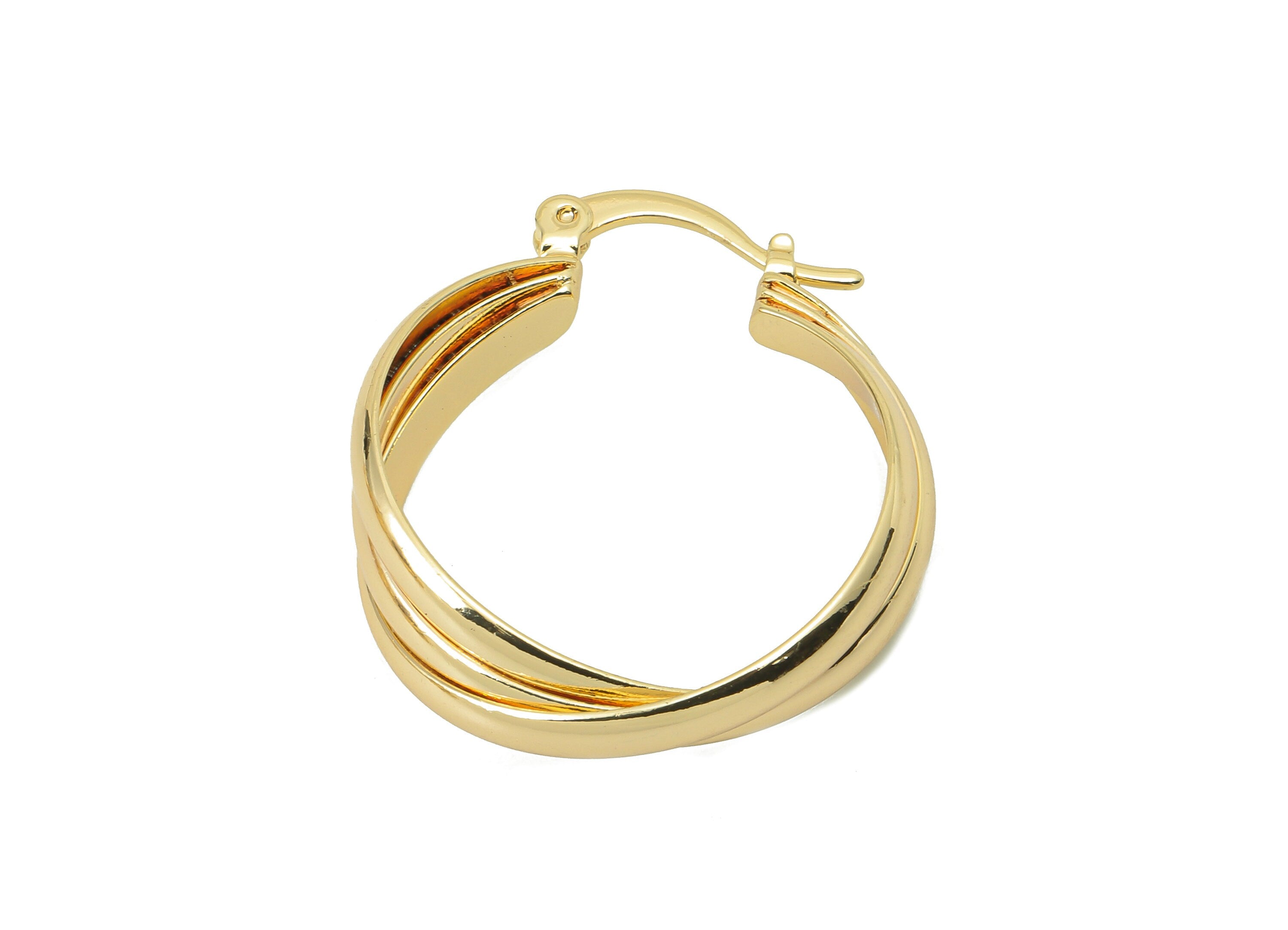 Brass Knot Earrings Hoop - Brass Clasp Hoop Earrings- Gold Twisted Earrings Hoop- 18K Real Gold Plating-30.32x 25.46x 1.91mm-RGP5870 - DOMEDBAZAAR