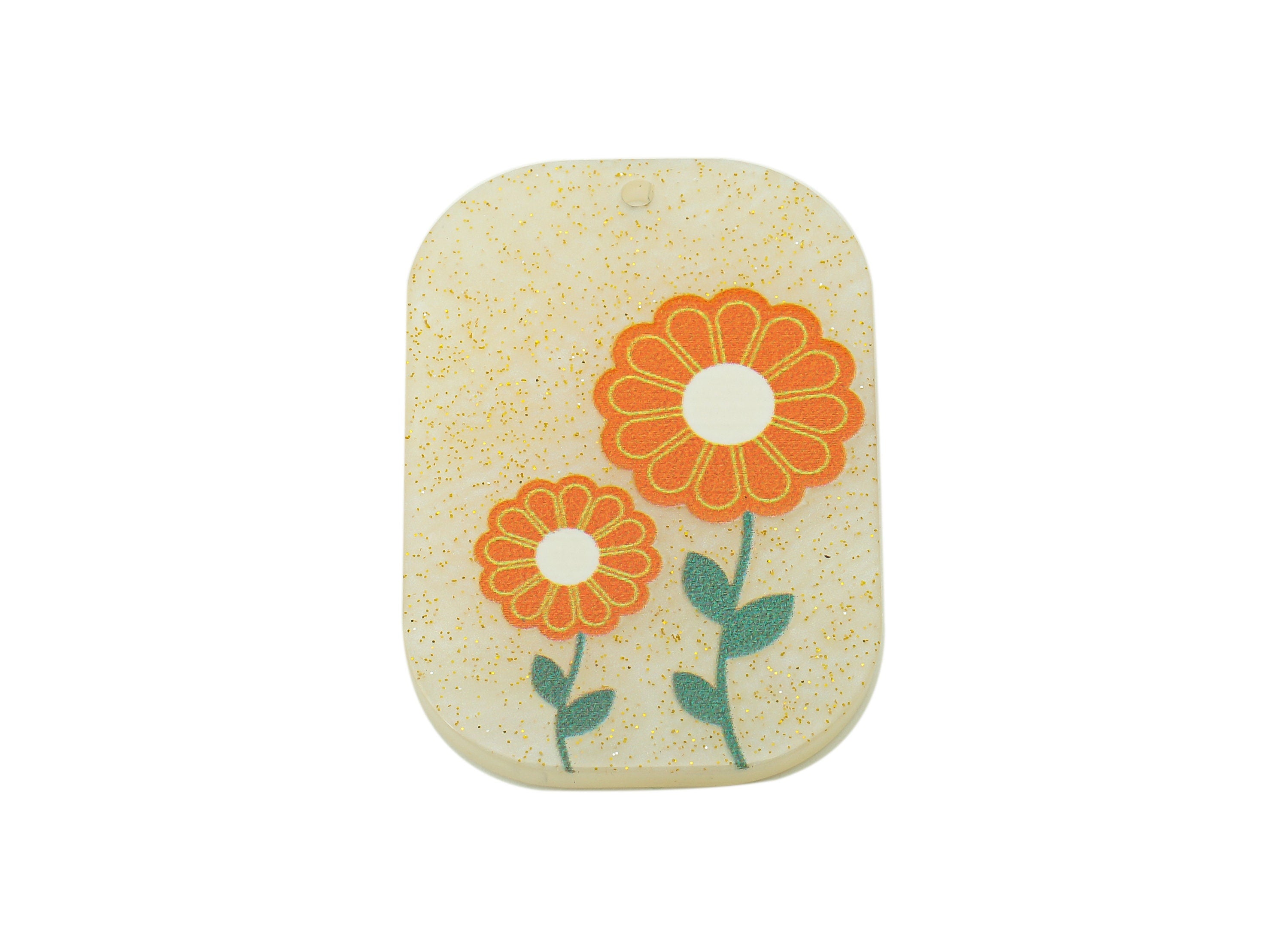 Rectangle Acrylic Charm - Sunflower Pendant Charm – Rectangle Flower Earring Charm – DIY Jewelry Making Supplies - 38.9x 26x 2.2mm - AC2597 - DOMEDBAZAAR
