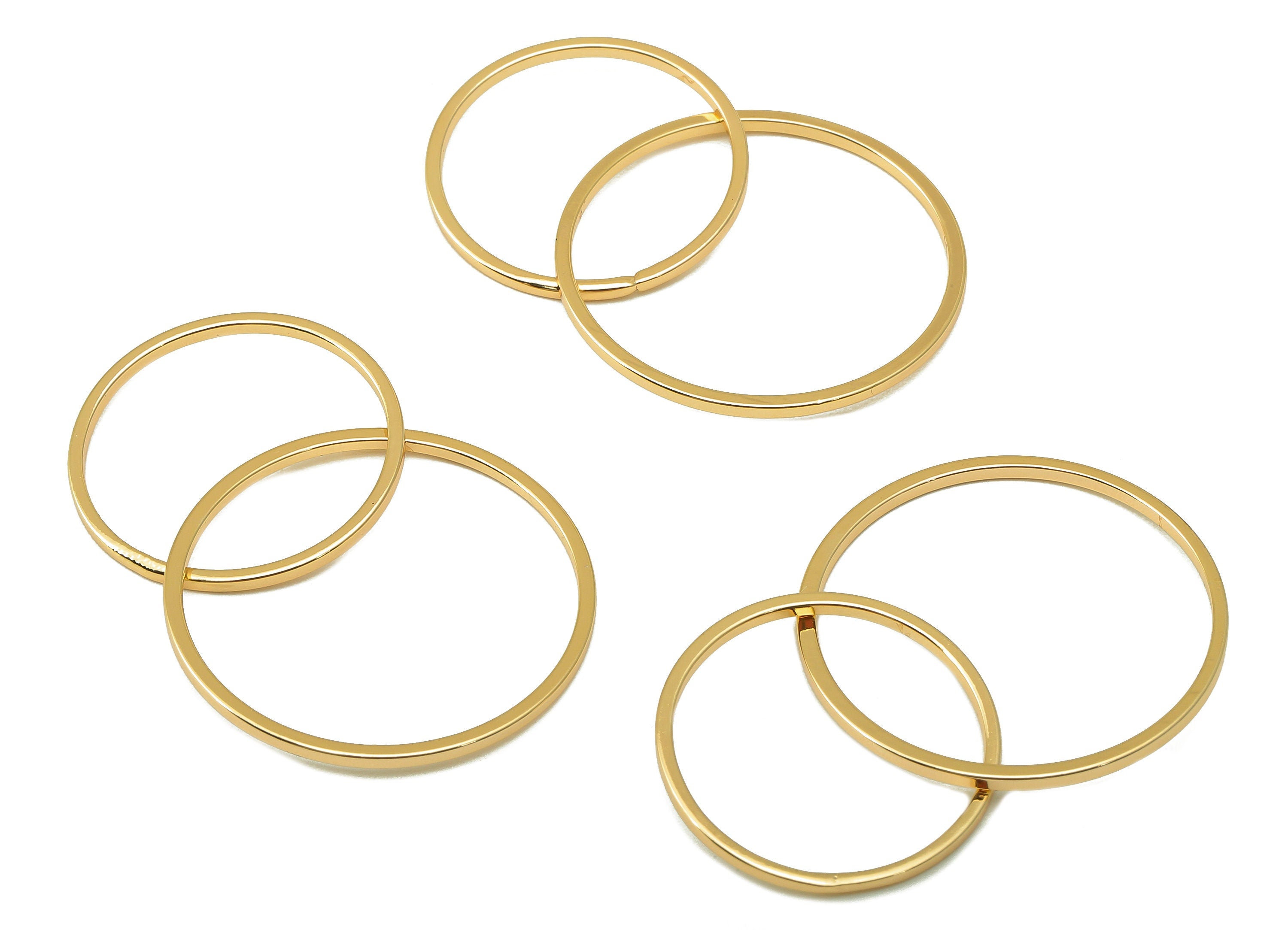 Brass Circle Earring Charms - Brass Round Earring Pendant - For Necklace - Circle Ring-18K Real Gold Plated Brass - 41.3x 25x1mm - RGP6620 - DOMEDBAZAAR