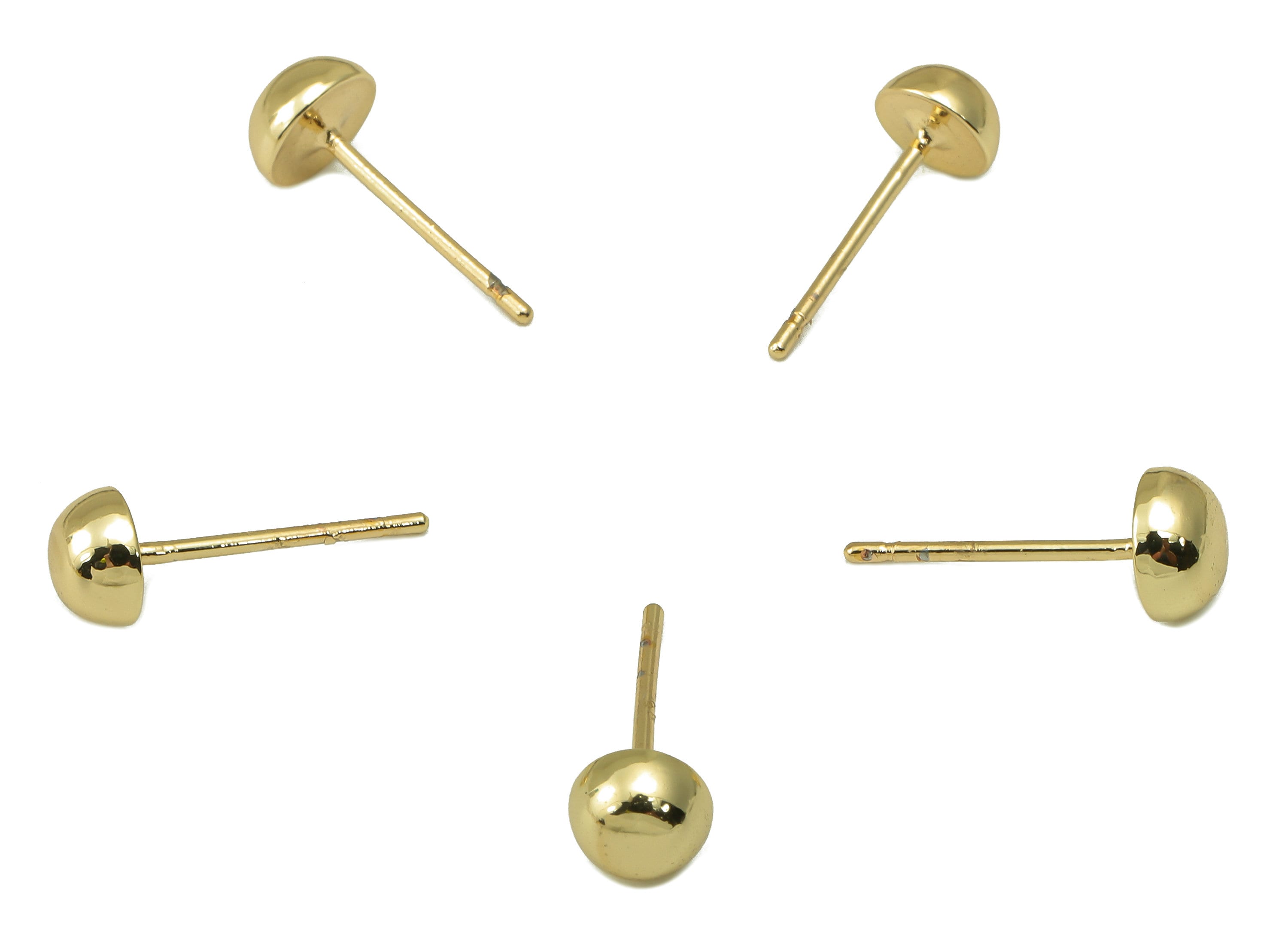 Brass Half Circle Earring Stud - Half Circle Pad Earring Post - 18K Real Gold Plated - Ear Stud-Findings- 5x5x2.6mm- RGP5934G - DOMEDBAZAAR