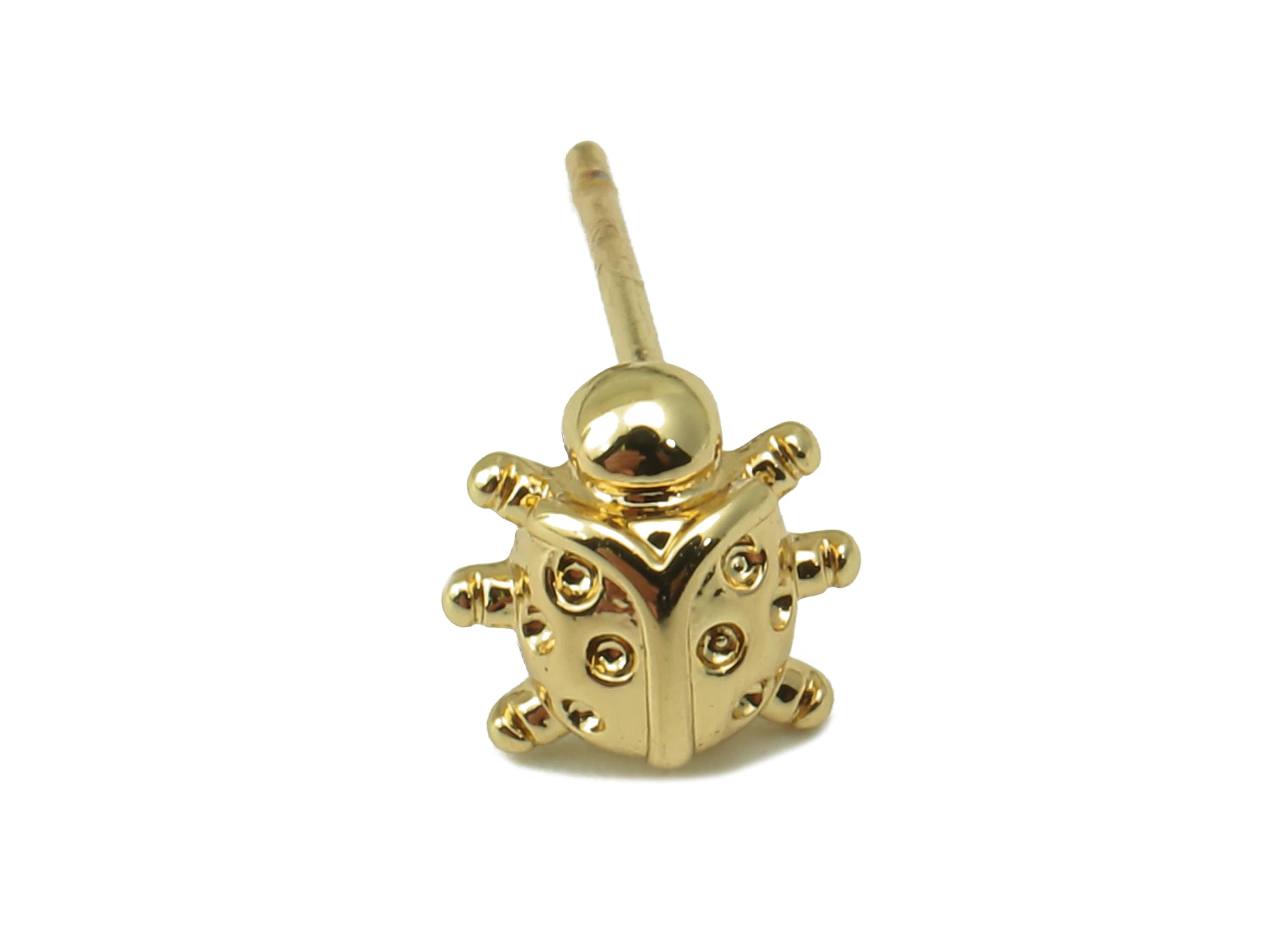 Brass Ladybug Earring Stud - Animal Earring Post - 18K Real Gold Plated -Surgical Stud-Jewely Findings-Earring Post -7x7x3mm- RGP5936G - DOMEDBAZAAR