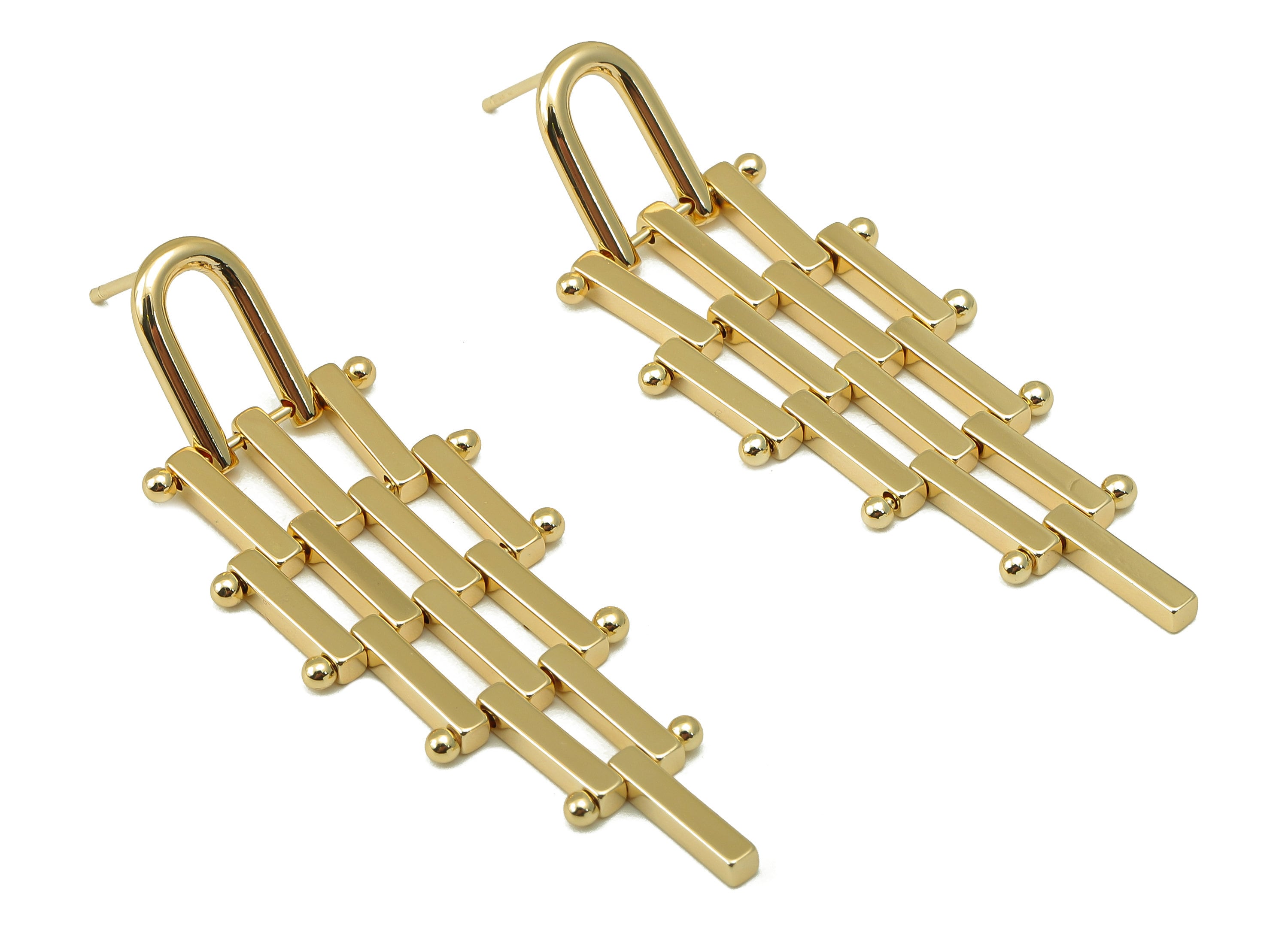 Brass Rectangle Bar Stud Earring - Brass Bar Earring Post - Gold Geometry Bar Earring Post - 18K Real Gold Plating -54x18x2mm- RGP6112 - DOMEDBAZAAR