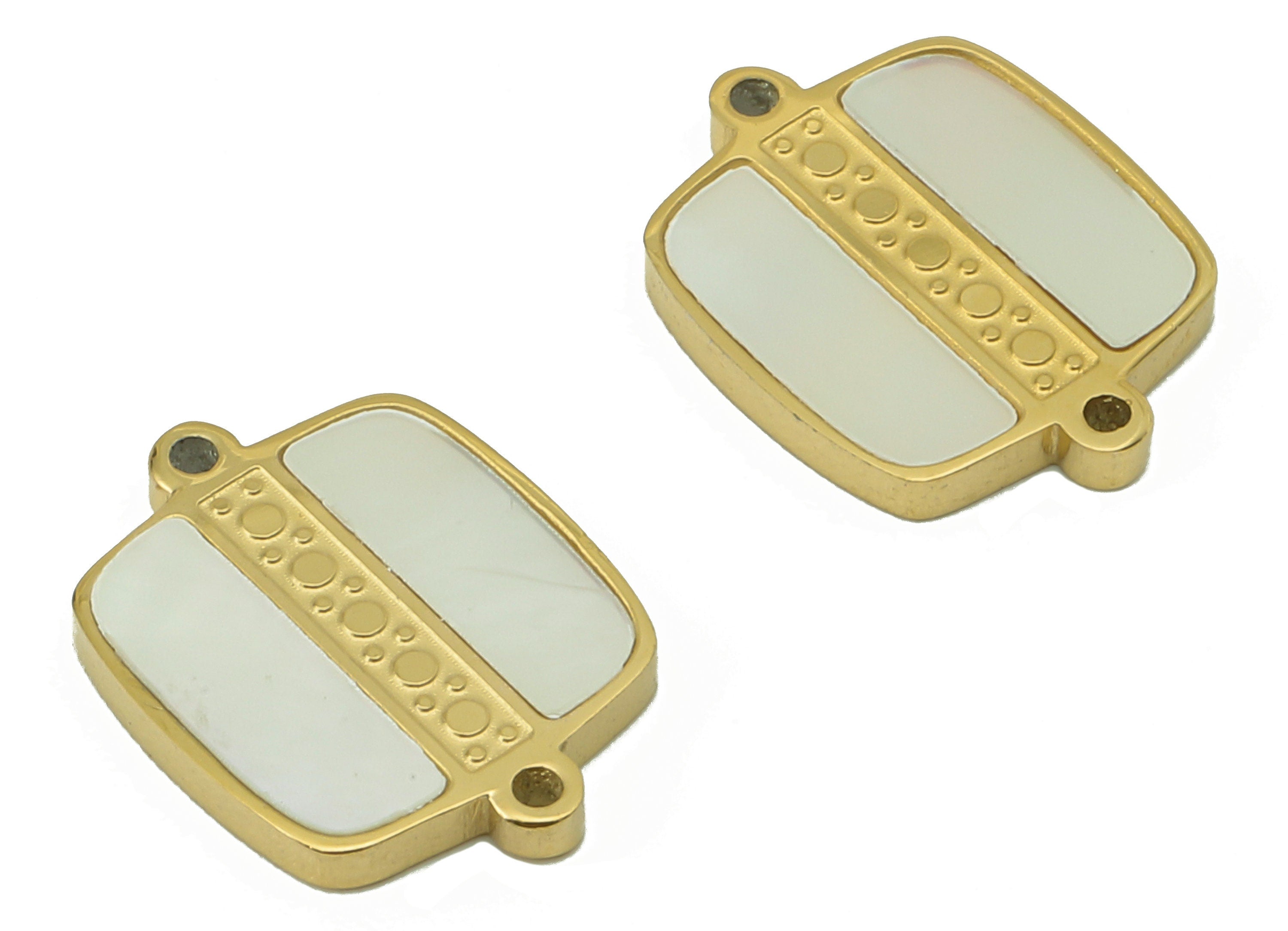 Stainless Steel shell Oval Square Connector - shell Pendant -For Necklace - 18K Real Gold Plating - 12.98x 9.84x 1.36mm-RGP5902 - DOMEDBAZAAR