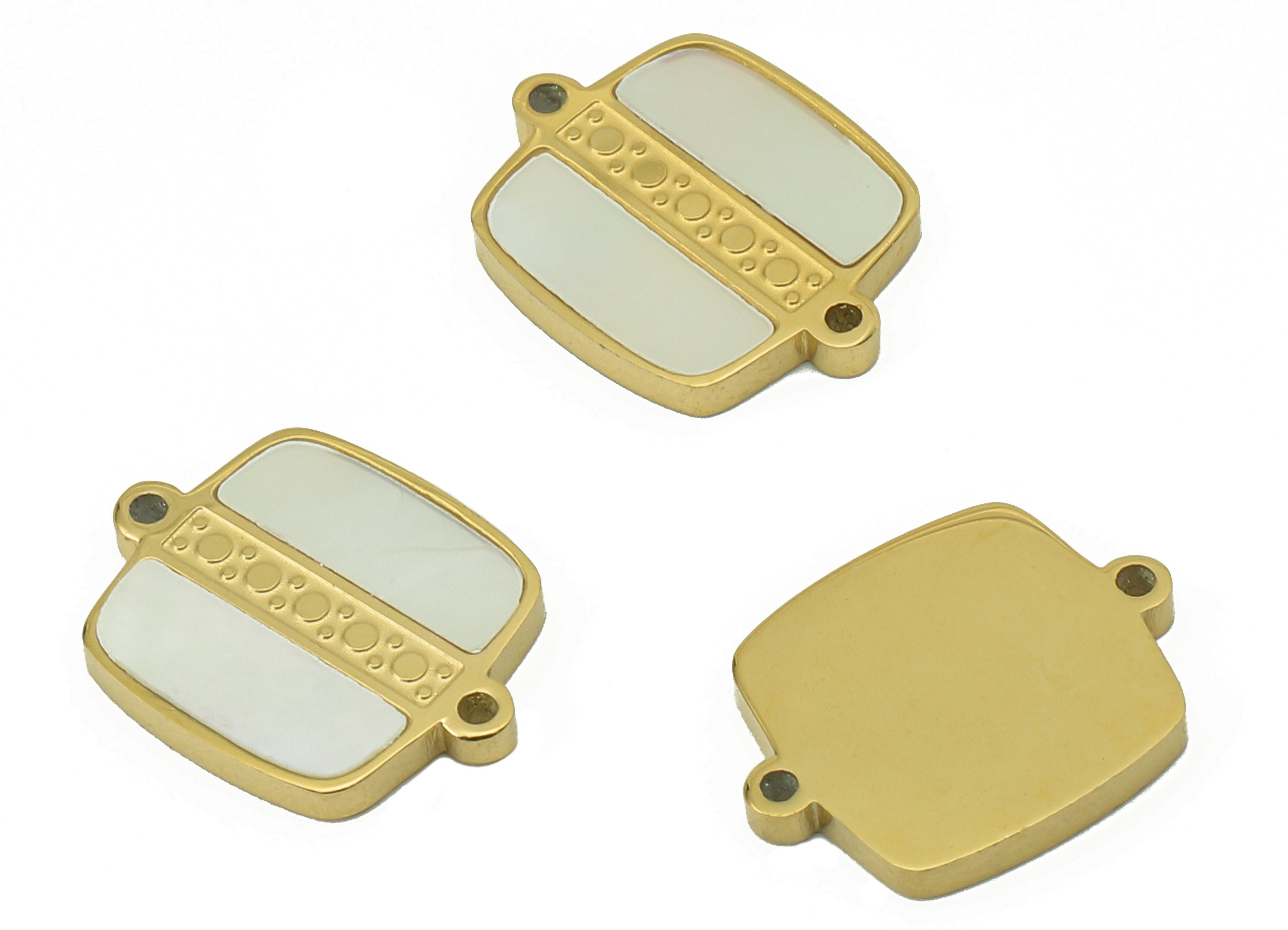 Stainless Steel shell Oval Square Connector - shell Pendant -For Necklace - 18K Real Gold Plating - 12.98x 9.84x 1.36mm-RGP5902 - DOMEDBAZAAR