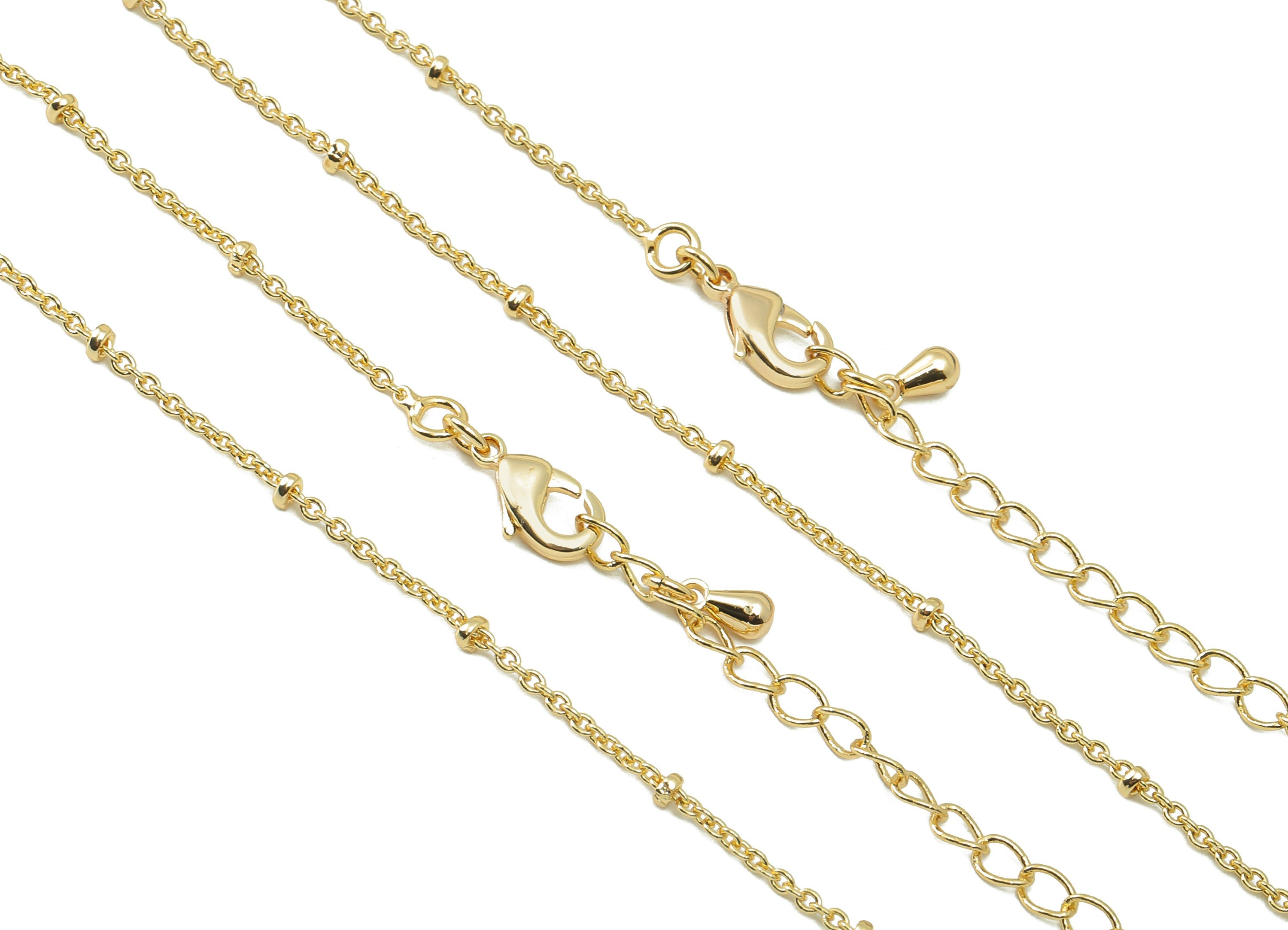 Brass Satellite Cable Chain - Disc Satellite Chain - 45cm + 5cm Finished 1.4 Cable Chain - 18K Real Gold Plating - 1.39x 0.73x0.73mm-RGP5904 - DOMEDBAZAAR