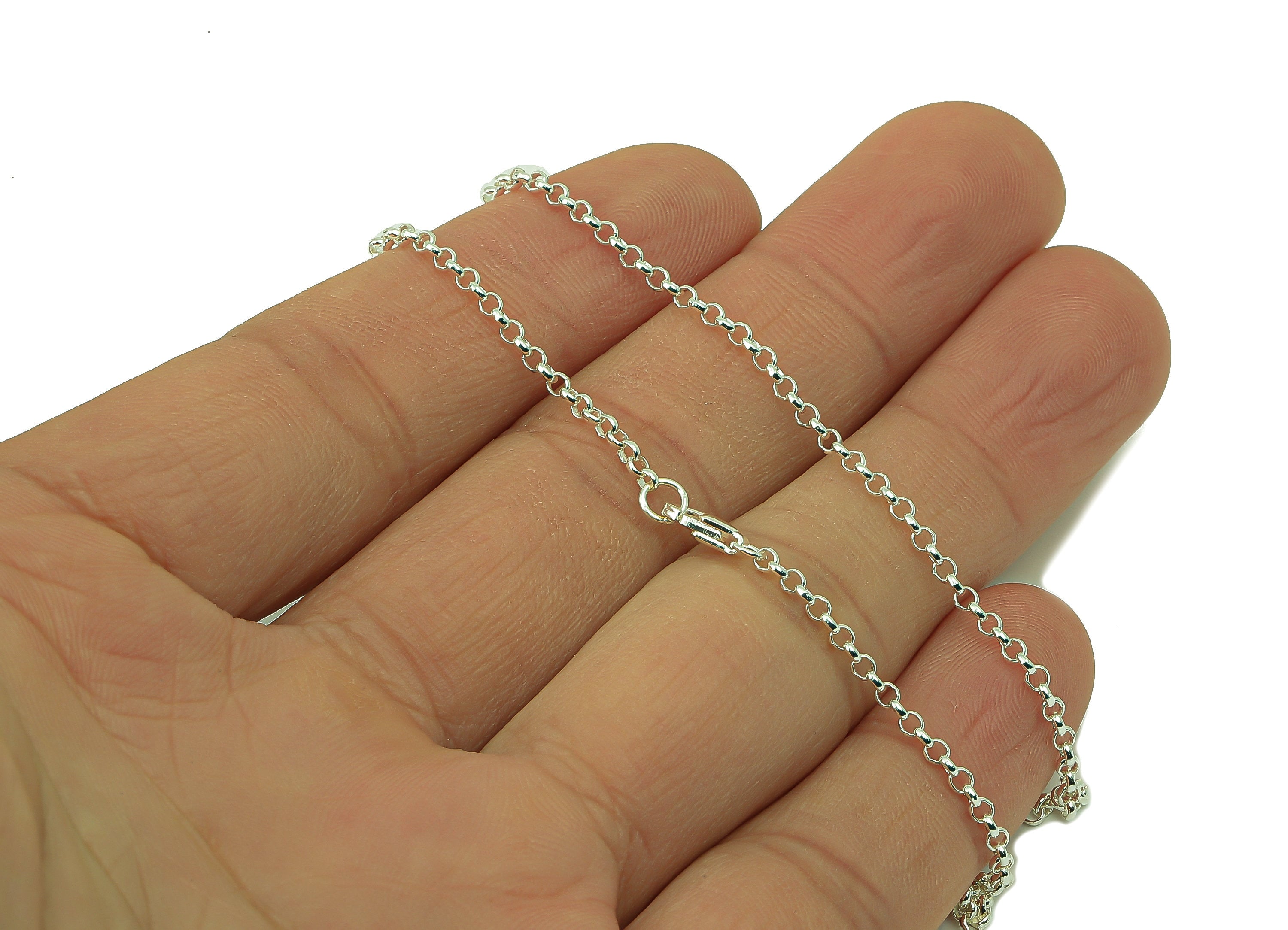 Silver Rolo Chain - 2mm Rolo Chain - 13.2 Finished Rolo Chain - 925 Silver Rolo Chain - 3g Silver - 2.09x 2.09x 1.24mm-SI1018-2 - DOMEDBAZAAR