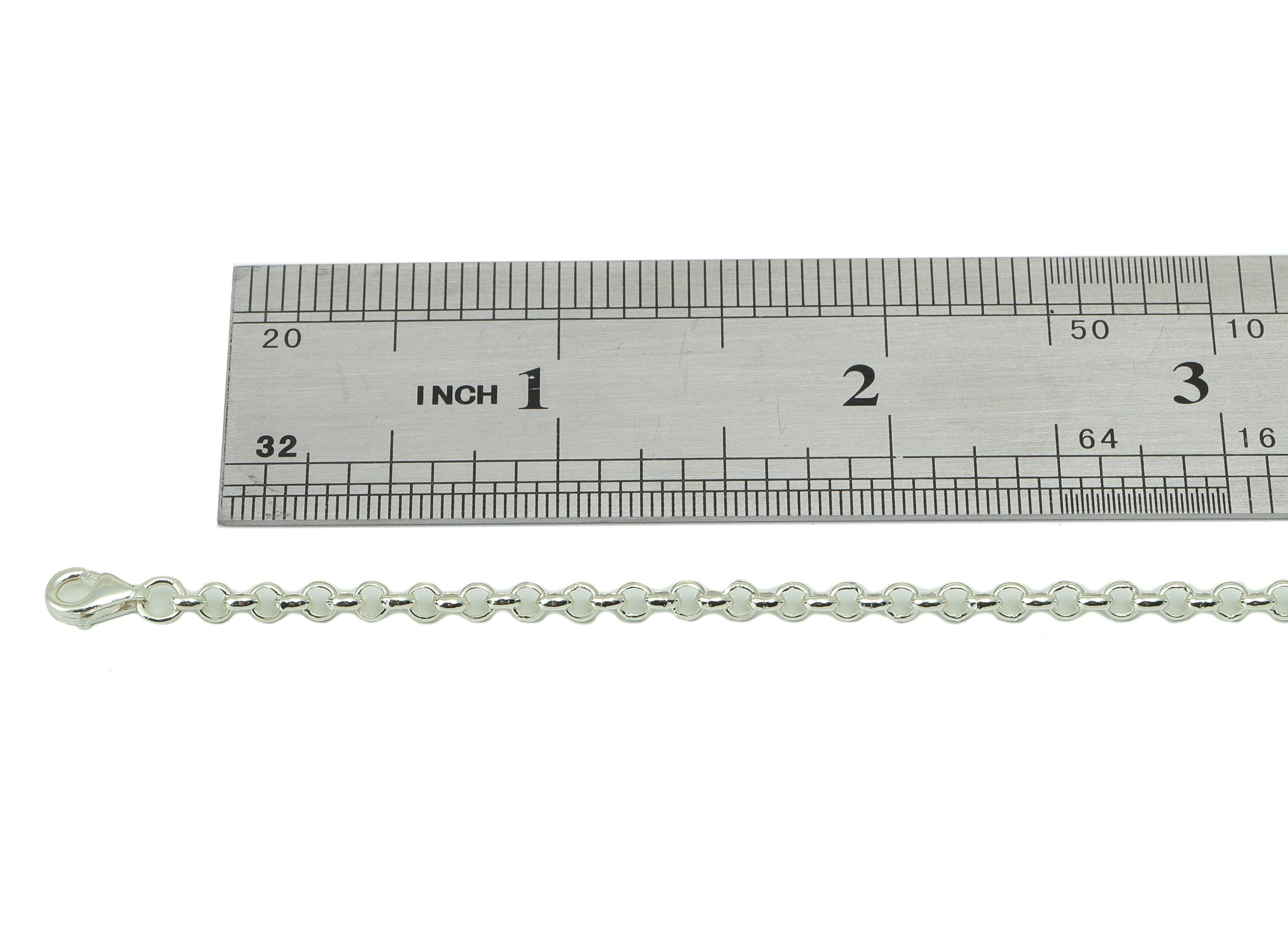 Silver Rolo Chain - 3mm Rolo Chain - 17.3 Finished Rolo Chain - 925 Silver Rolo Chain - 5.5g Silver- 2.97x 2.97x 2.15mm-SI1018-3 - DOMEDBAZAAR