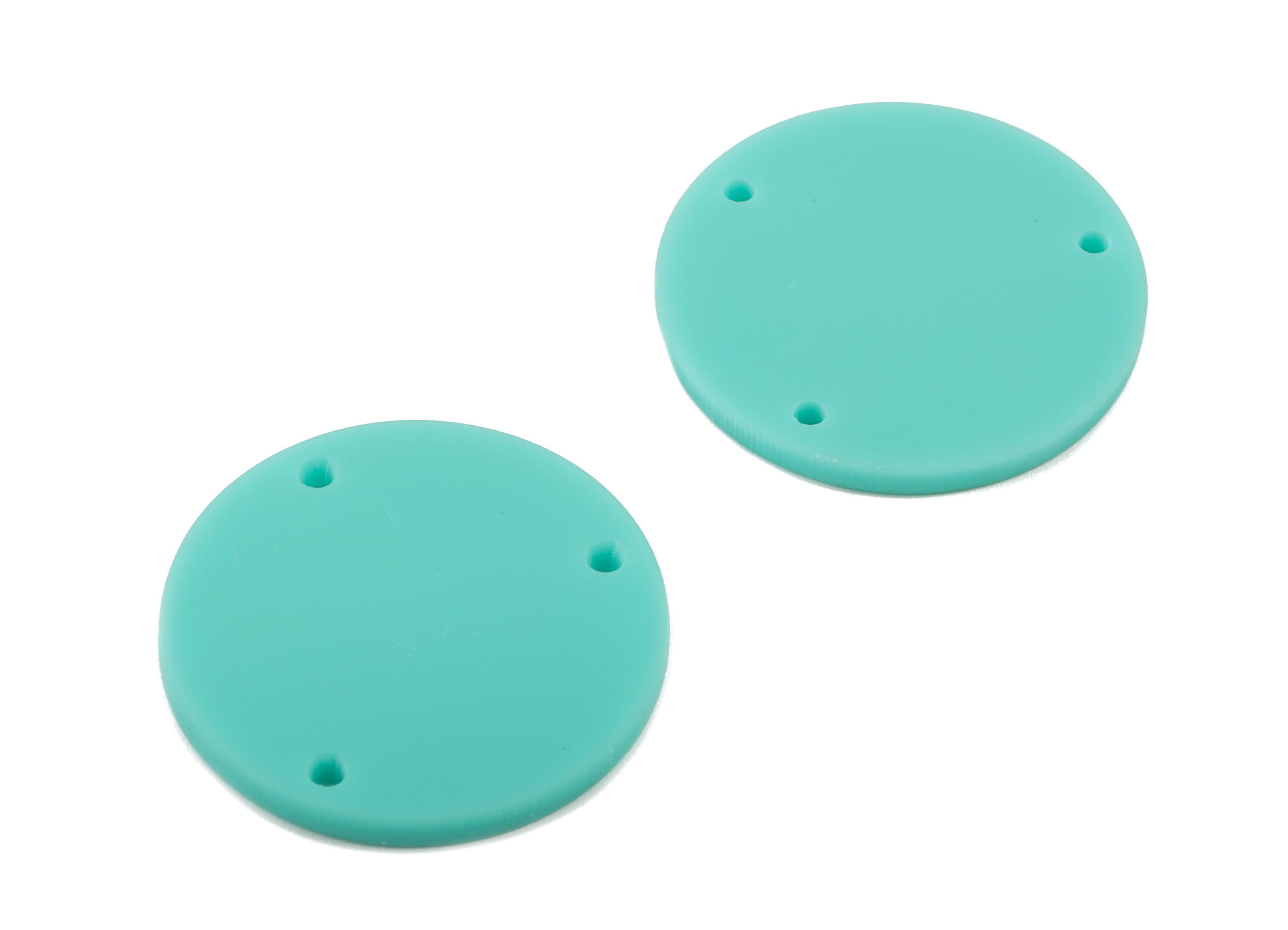Acrylic Round Earring Connector - Matte Circle Earring Charms - Jewelry Supplies - 3 Holes - Color Code:A472 - 25.77x25.77x2.29mm - AC1887E - DOMEDBAZAAR