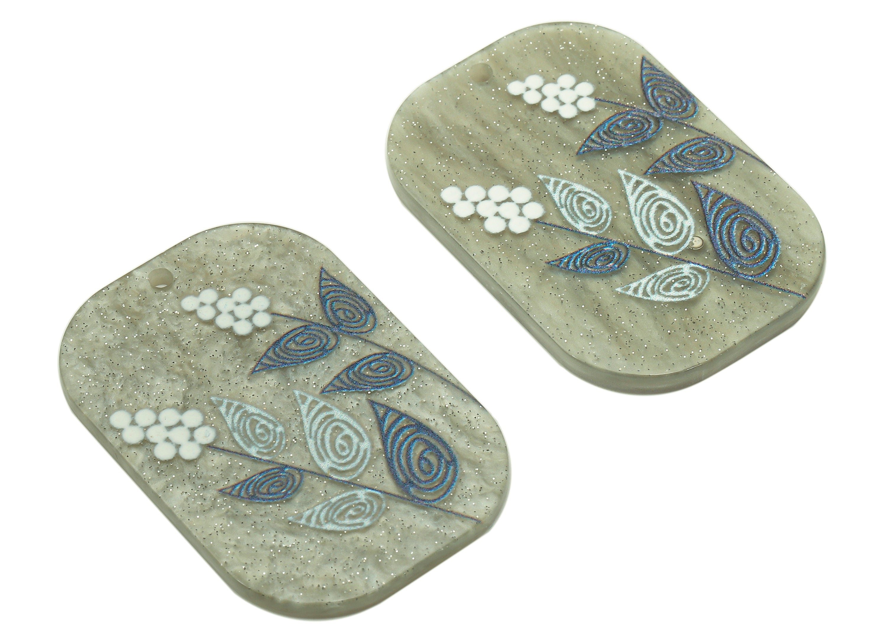 Oval Rectangle Charm - Flower Pendant Charm - Oval Rectangle Flower Earring Charm - DIY Jewelry Making Supplies - 38.9x26x2mm - AC2598 - DOMEDBAZAAR