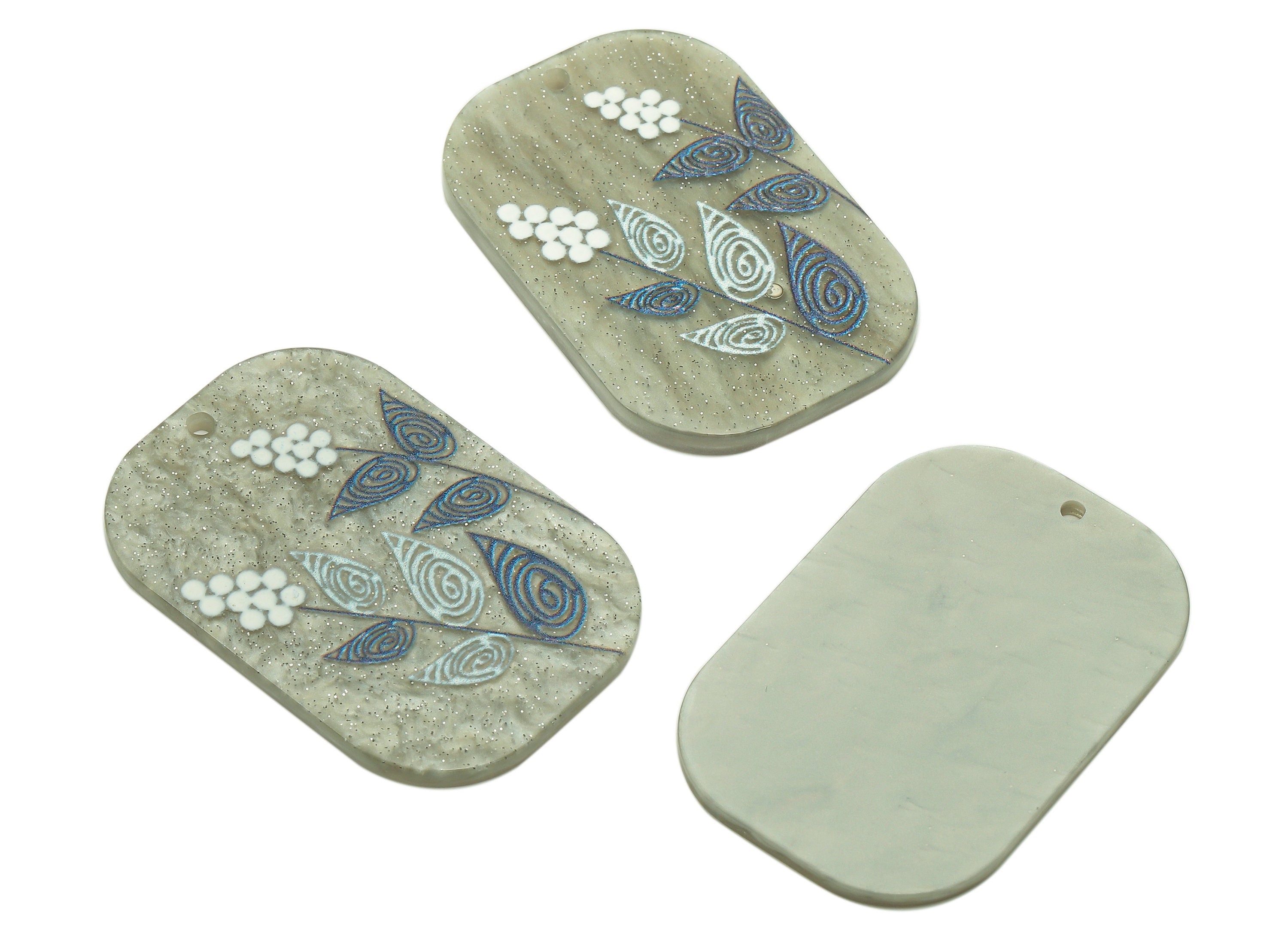 Oval Rectangle Charm - Flower Pendant Charm - Oval Rectangle Flower Earring Charm - DIY Jewelry Making Supplies - 38.9x26x2mm - AC2598 - DOMEDBAZAAR