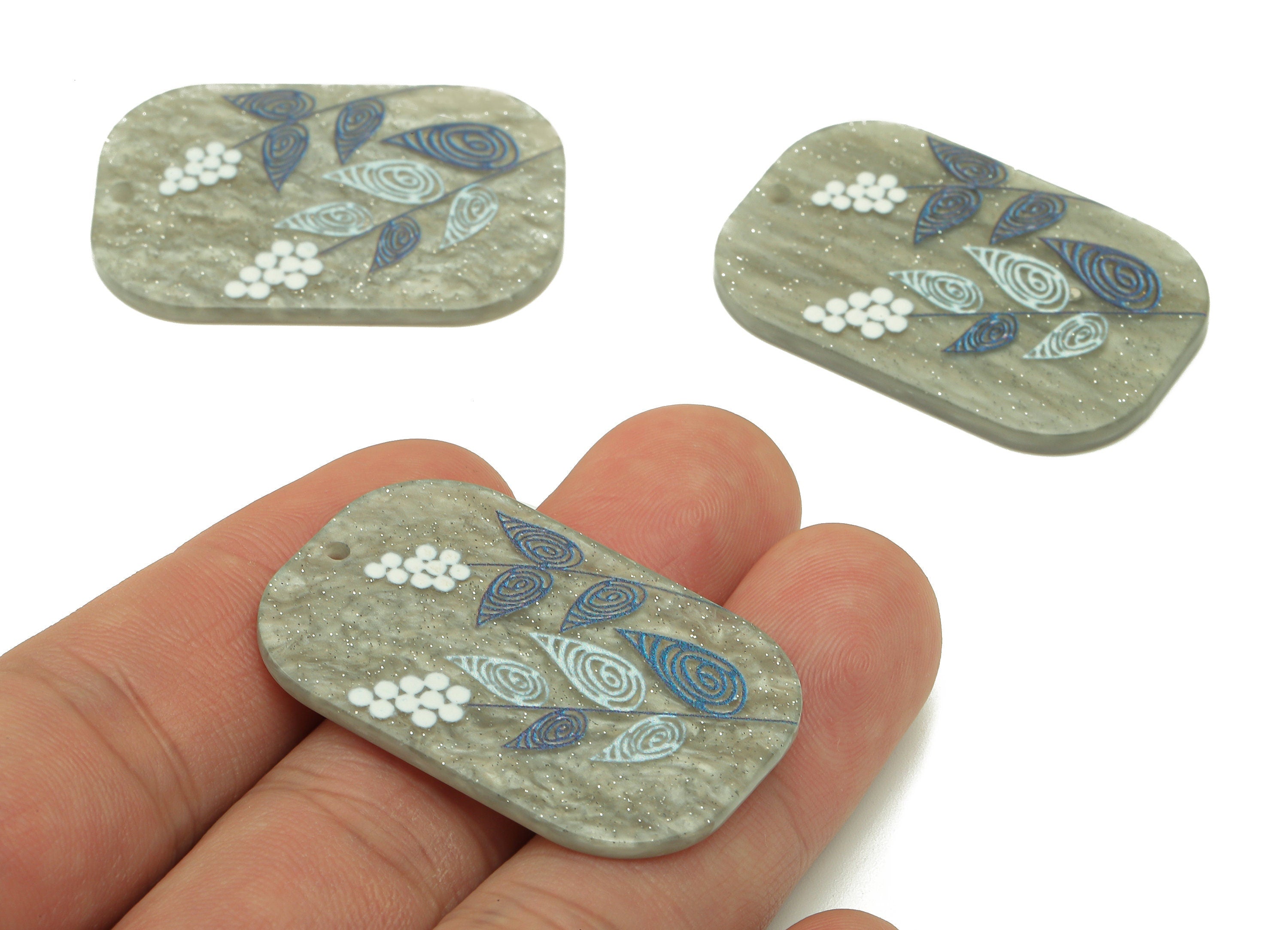 Oval Rectangle Charm - Flower Pendant Charm - Oval Rectangle Flower Earring Charm - DIY Jewelry Making Supplies - 38.9x26x2mm - AC2598 - DOMEDBAZAAR