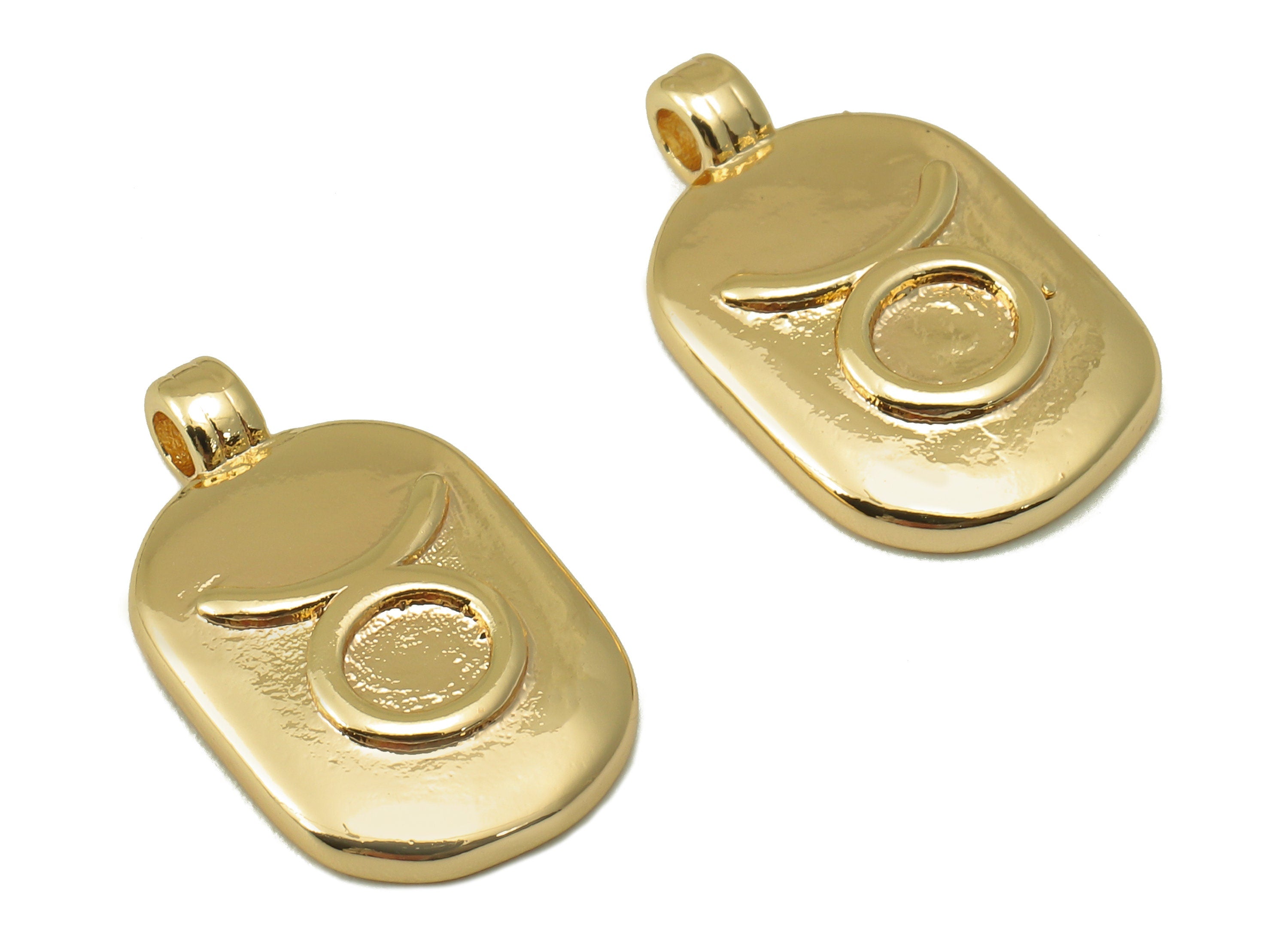 Brass Ellipse Earring Charm - Brass Constellation Earring - Textured Oval Taurus Pendant - For Necklace -Jewelry making-18x11x2.7mm-RGP6669D - DOMEDBAZAAR