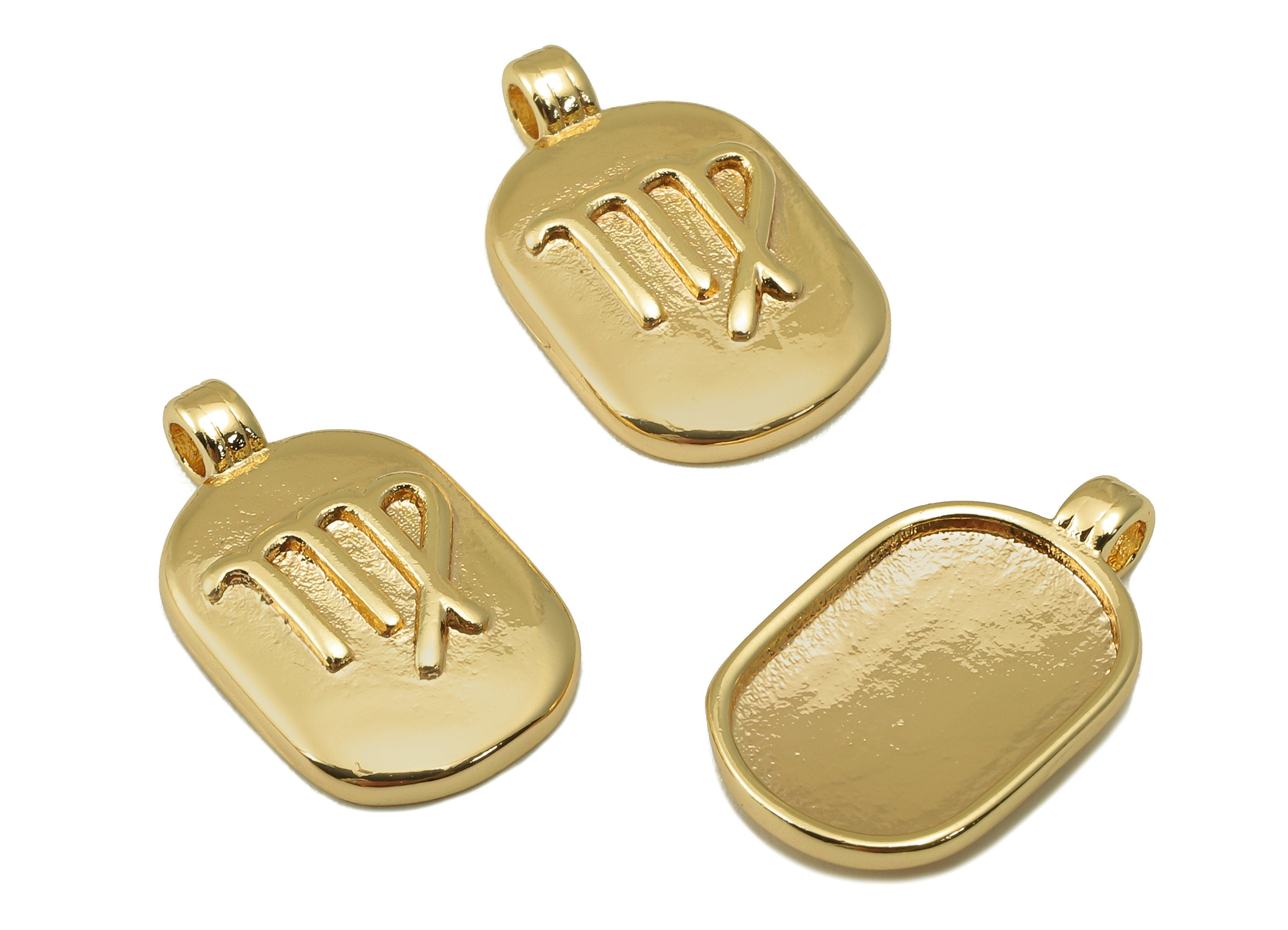 Brass Ellipse Earring Charm - Brass Constellation Earring - Textured Oval Virgo Pendant - For Necklace -Jewelry making-18x11x2.7mm-RGP6669F - DOMEDBAZAAR