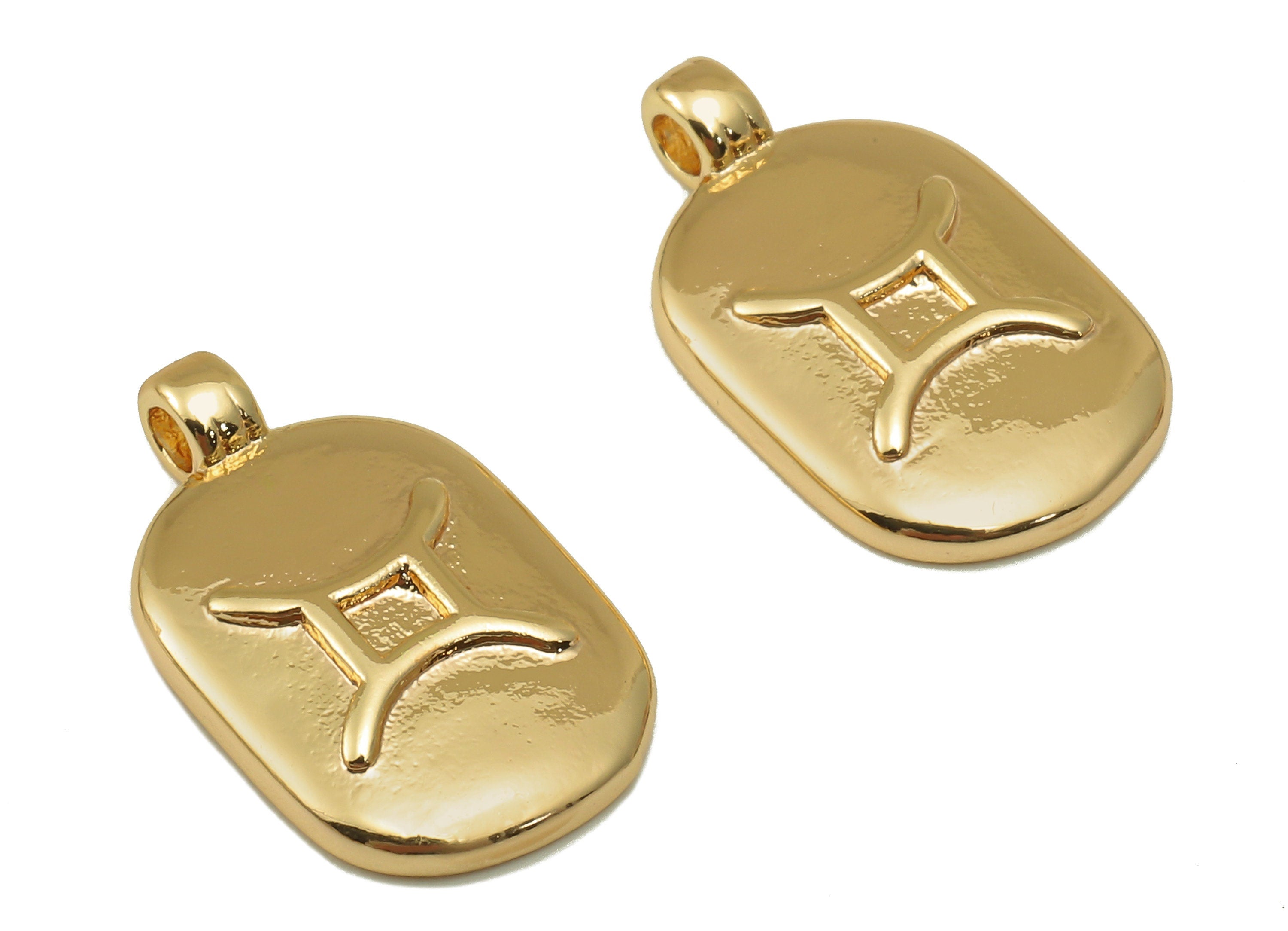 Brass Ellipse Earring Charm - Brass Constellation Earring - Textured Oval Genimi Pendant - For Necklace -Jewelry making-18x11x2.7mm-RGP6669H - DOMEDBAZAAR