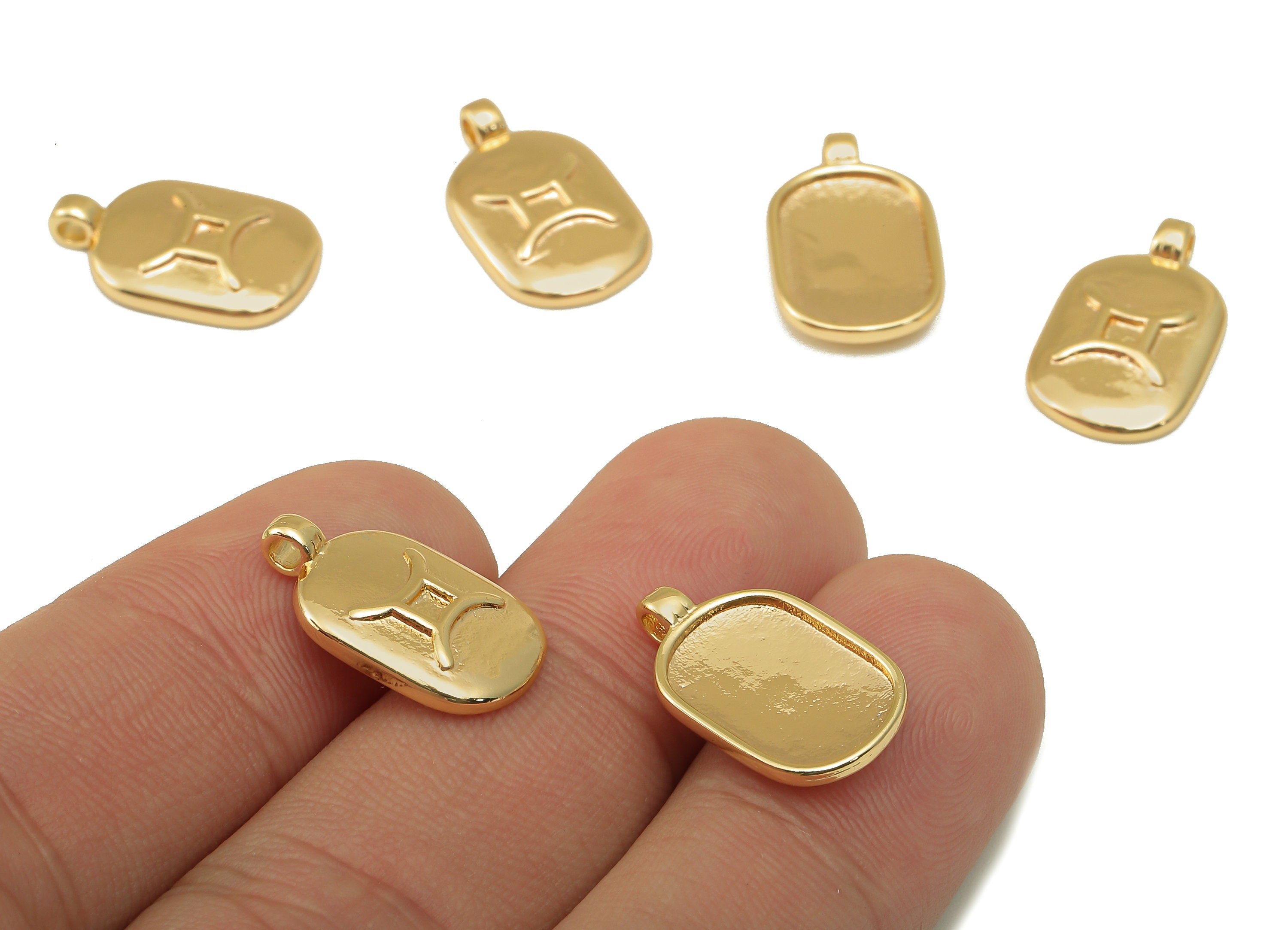 Brass Ellipse Earring Charm - Brass Constellation Earring - Textured Oval Genimi Pendant - For Necklace -Jewelry making-18x11x2.7mm-RGP6669H - DOMEDBAZAAR