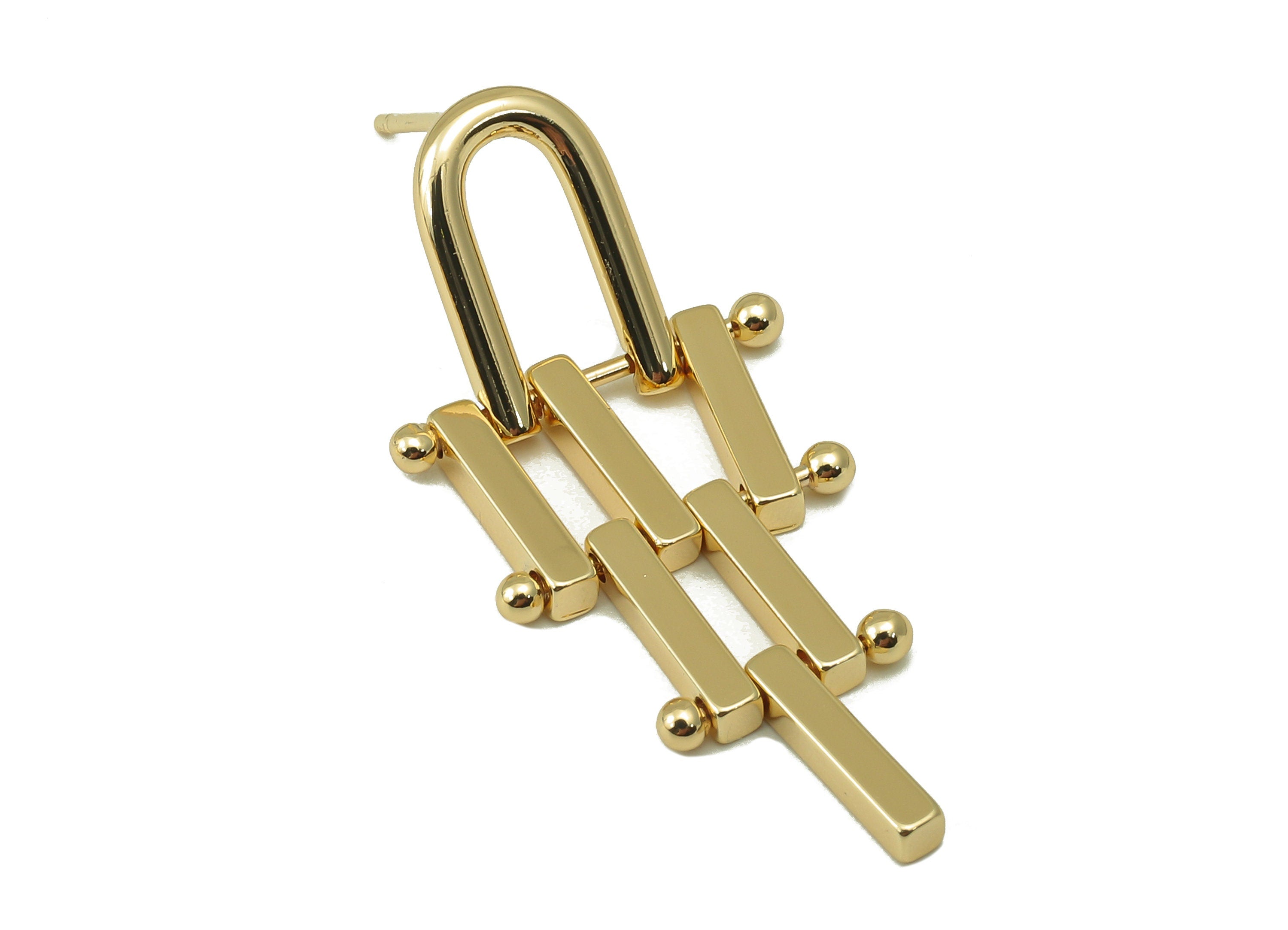 Brass Rectangle Bar Stud Earring - Gold Bar Earring Post - Gold Geometry Bar Earring Post - 18K Real Gold Plating -38x17x2mm- RGP6156 - DOMEDBAZAAR