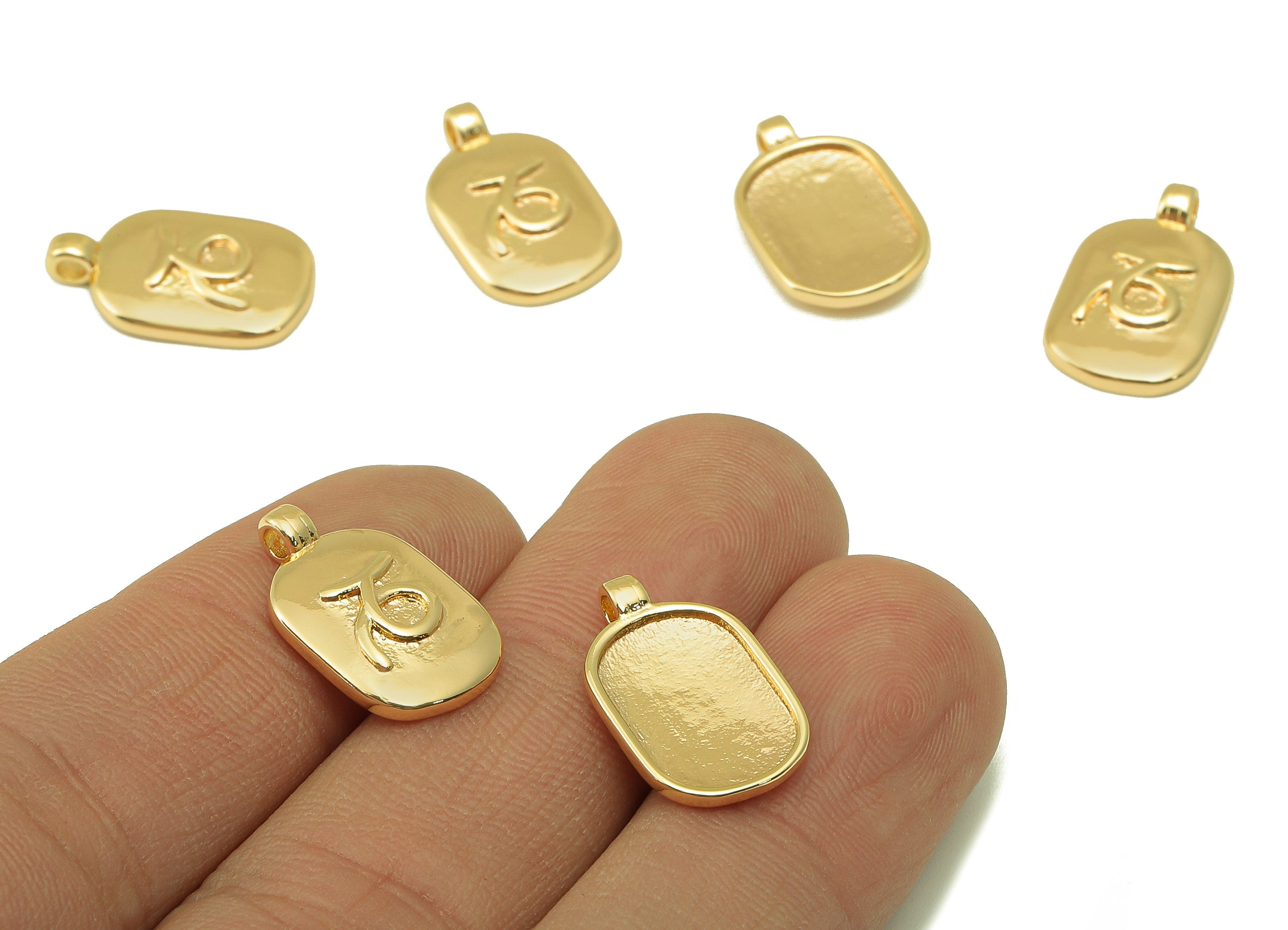 Brass Ellipse Earring Charm - Brass Constellation Earring - Textured Oval Capricorn Pendant-For Necklace-Jewelry Making-18x11x2.7mm-RGP6669K - DOMEDBAZAAR