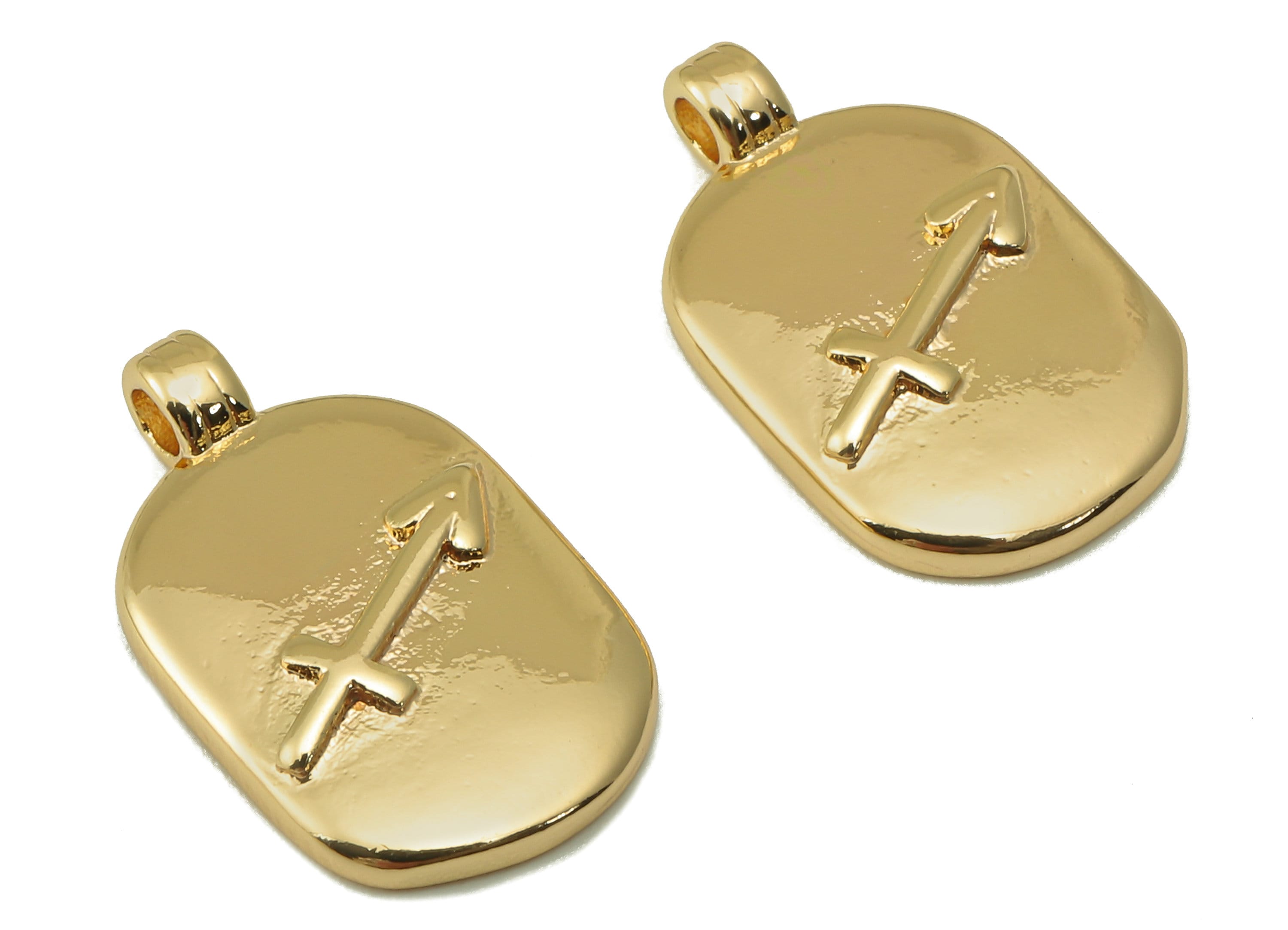 Brass Ellipse Earring Charm - Brass Constellation Earring -Textured Oval Sagittarius Pendant-For Necklace-JewelryMaking-18x11x2.7mm-RGP6669L - DOMEDBAZAAR