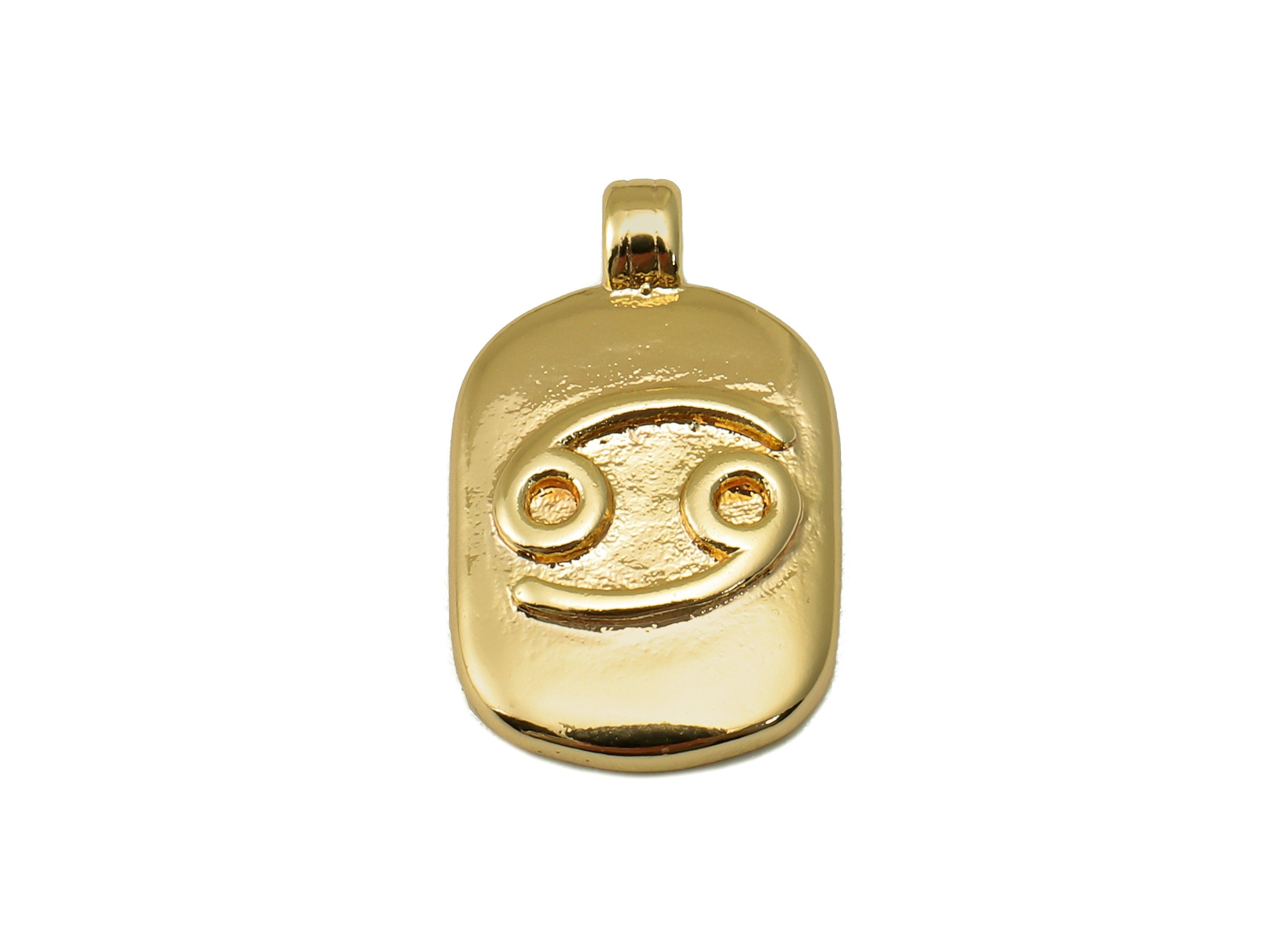 Brass Ellipse Earring Charm - Brass Constellation Earring -Textured Oval Cancer Pendant - For Necklace - JewelryMaking -18x11x2.7mm-RGP6669M - DOMEDBAZAAR