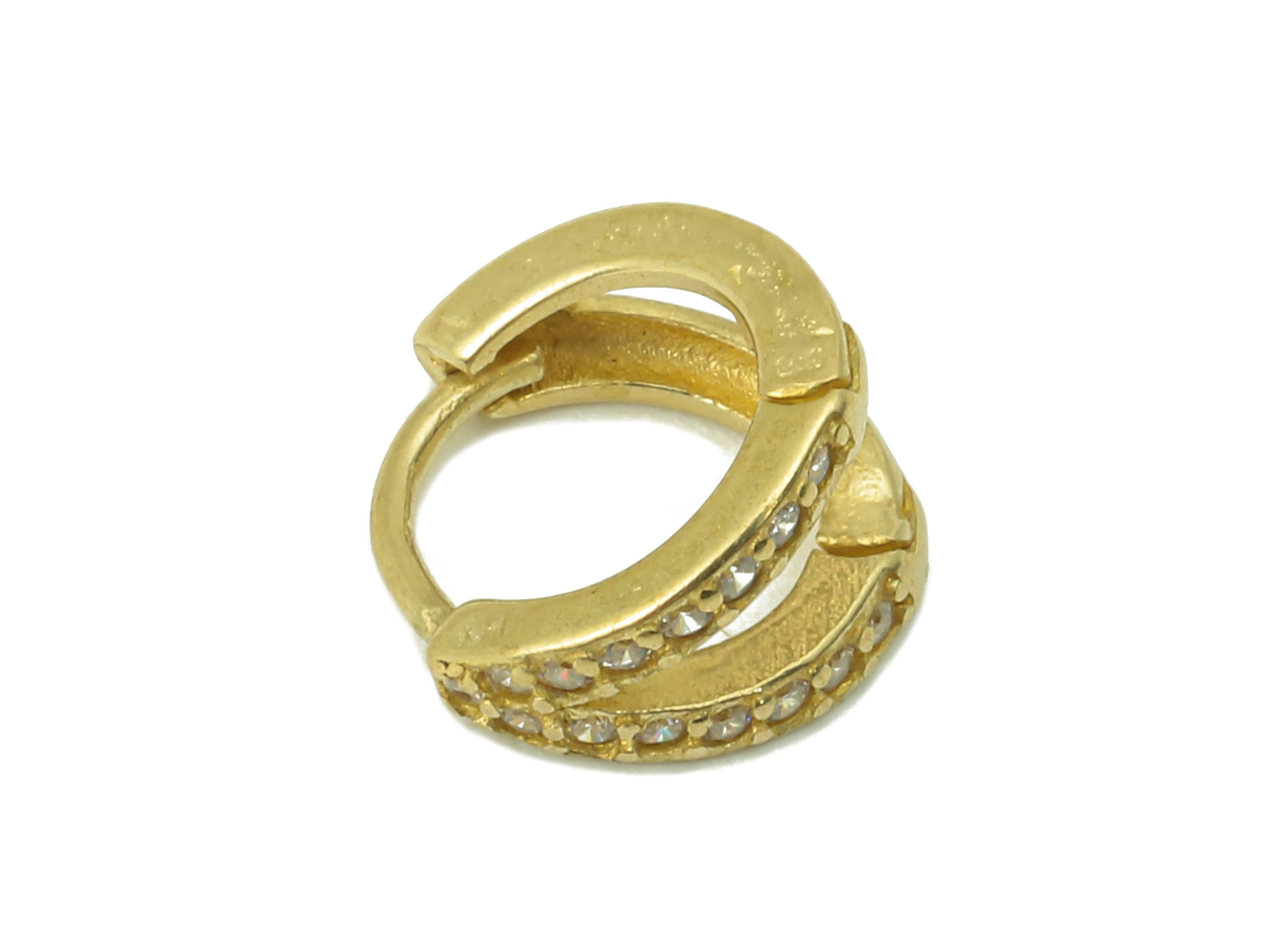 Raw Brass Mini Round Earring Hoop Clasp - Huggie Hoop Cubic zircon Earring -Clasp Earring Hoop CZ Earring - 9.26x 8.95x 1.45mm - PP8246 - DOMEDBAZAAR