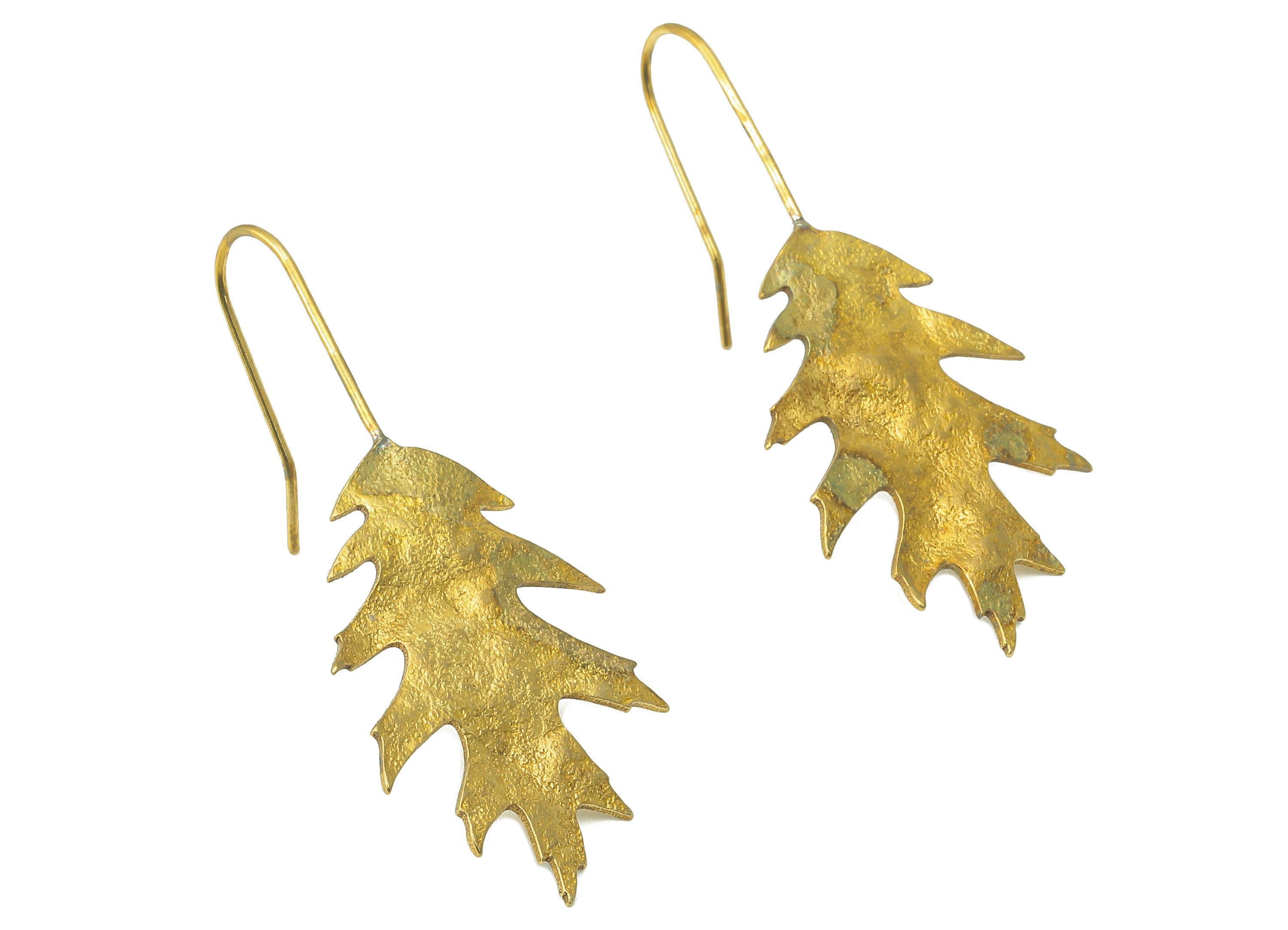 Raw Brass Pin Oak Ear Wires Earring - Brass Leaf Hook Earring -Textured Earring Hooks- Botanical Earring- 40.72x 18.23x 0.96mm - PP8249 - DOMEDBAZAAR