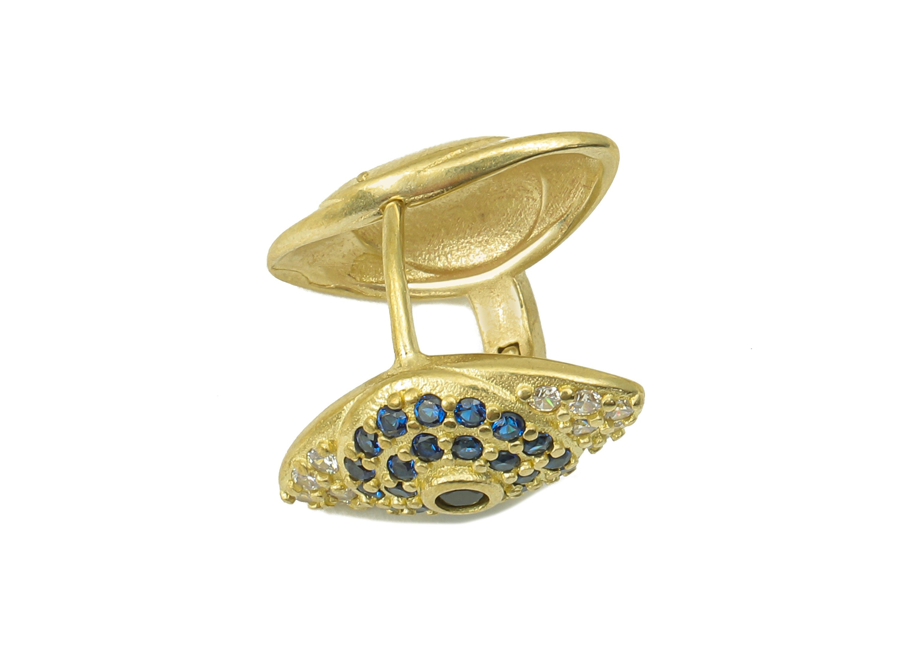 Raw Brass Eye Zirconia Ring - Brass Cubic Zirconia Blue Zirconia Ring - CZ Huy Eye Ring - 18.22x 16.68x 3.2mm - PP8253 - DOMEDBAZAAR