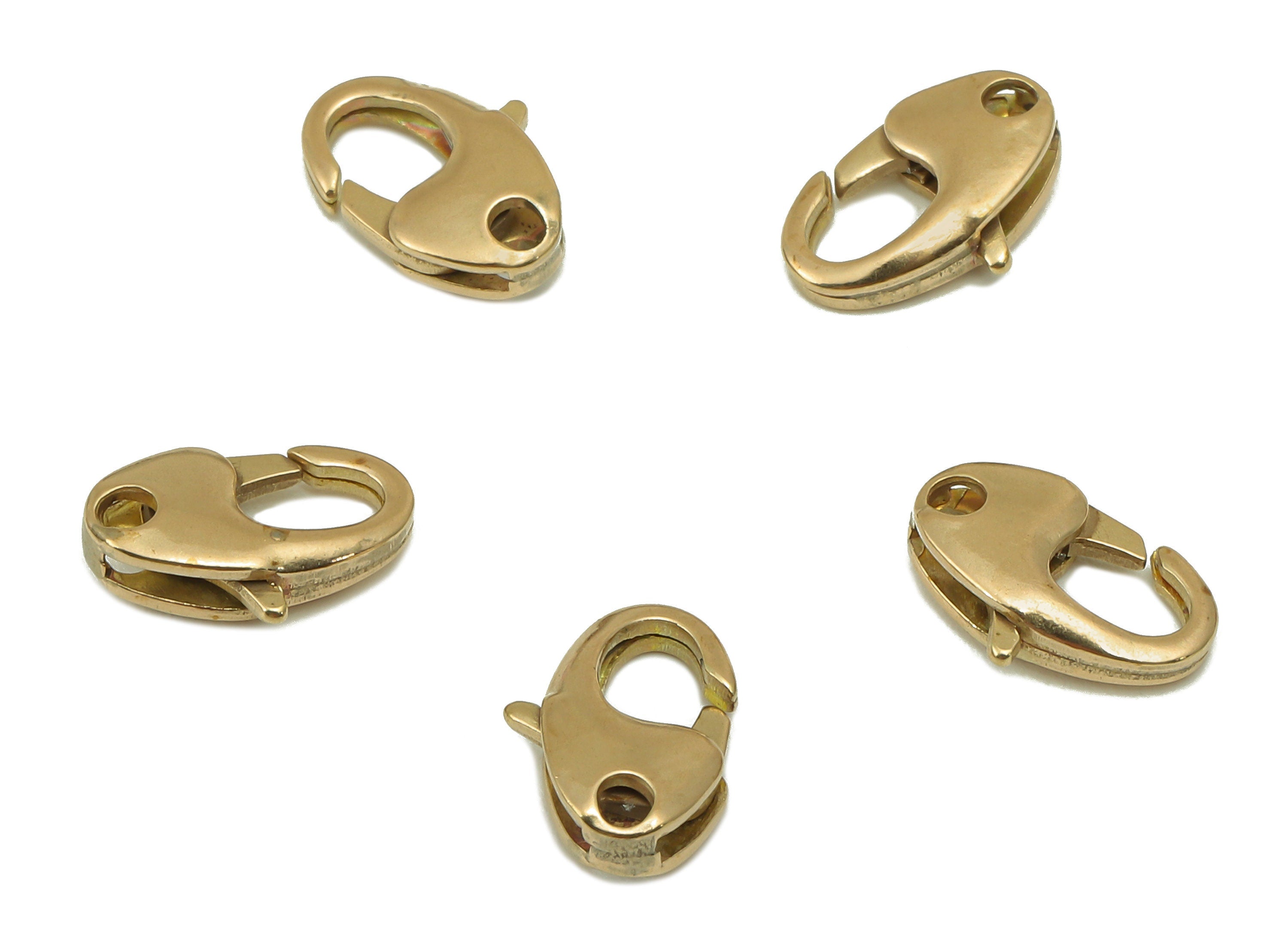 Brass Lobster Clasp - Raw Brass Semi Lobster Clasp - Gold Parrot Clops With Hoop - Jewelry Making -10.66x7x2.85mm- PP8546 - DOMEDBAZAAR