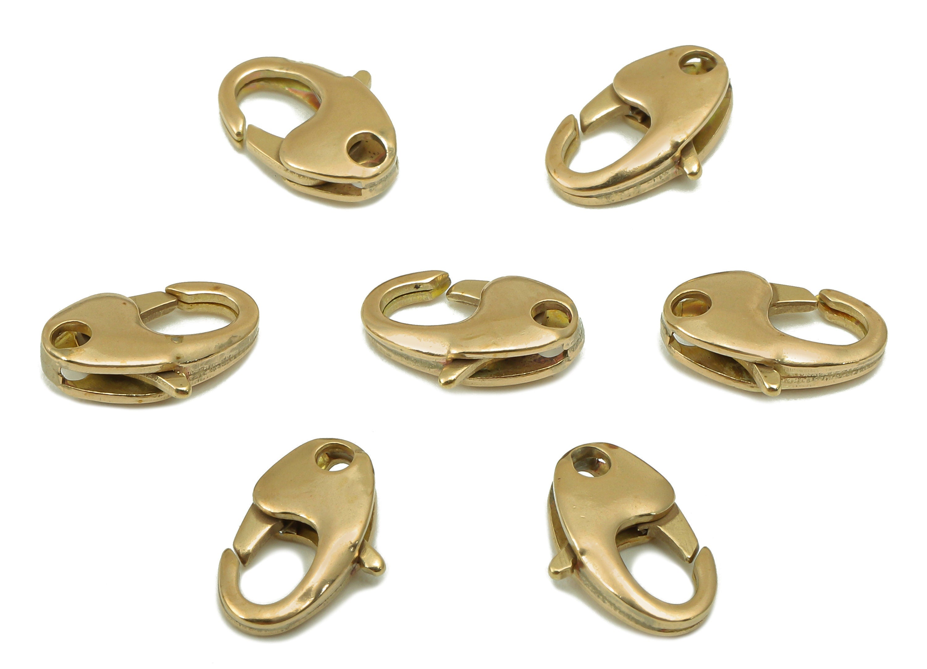 Brass Lobster Clasp - Raw Brass Semi Lobster Clasp - Gold Parrot Clops With Hoop - Jewelry Making -10.66x7x2.85mm- PP8546 - DOMEDBAZAAR