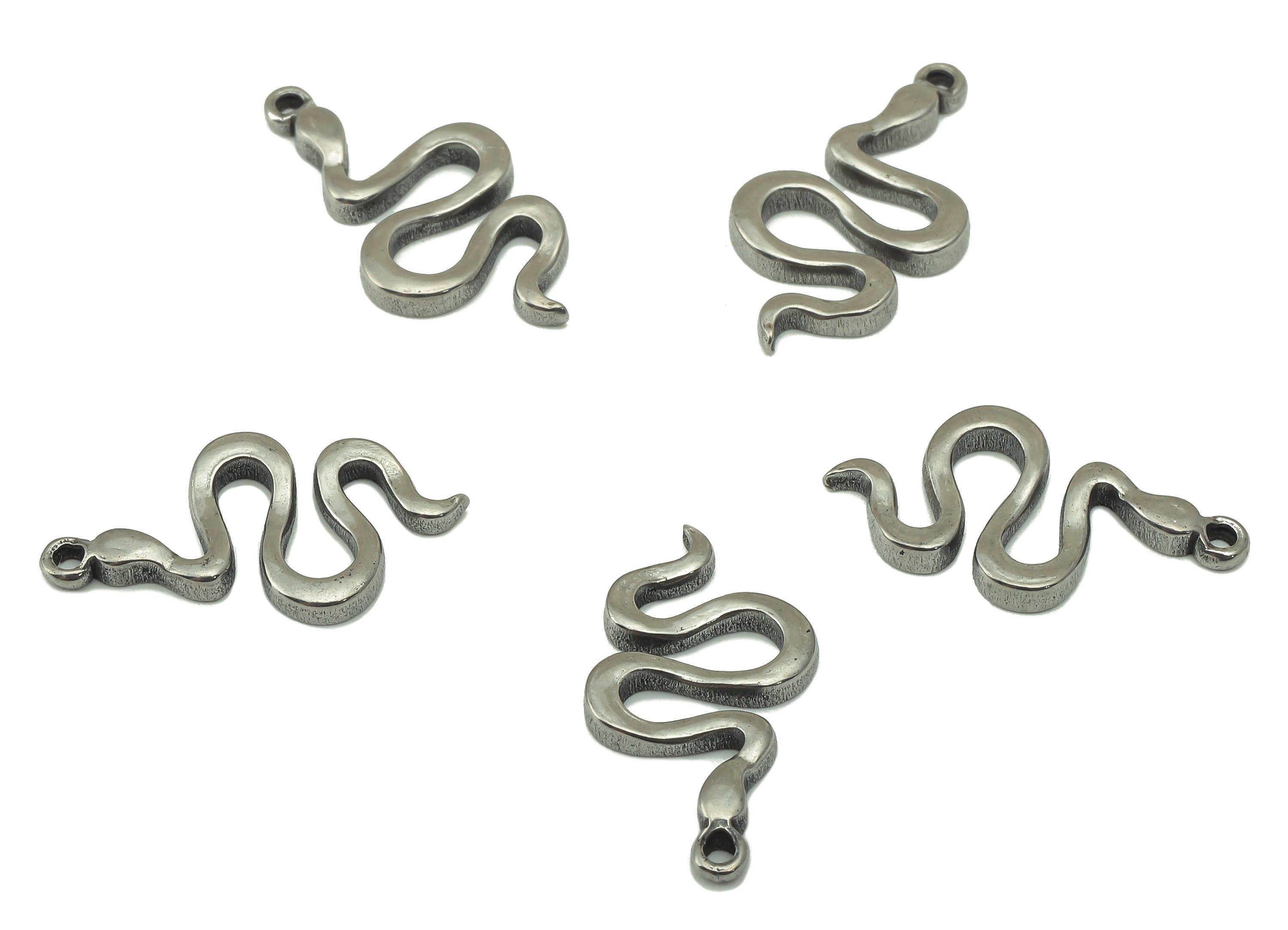 Stainless Steel Snake Earring Charms - Stainless Steel Snake - Mini Snake Pendant- Steel Animal Charm -19.5x 9.81x 1.86mm - SS1428 - DOMEDBAZAAR