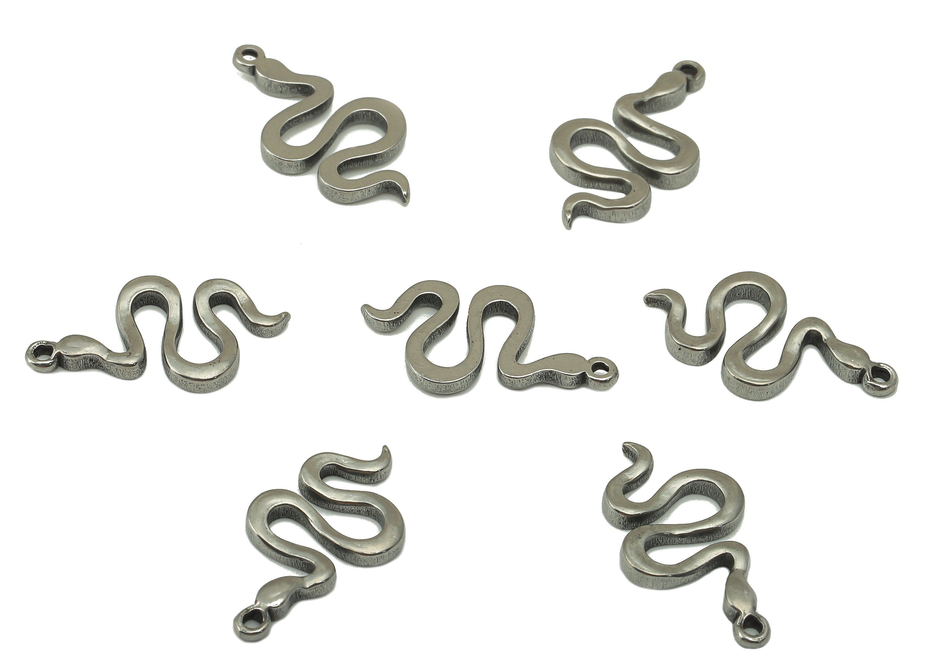 Stainless Steel Snake Earring Charms - Stainless Steel Snake - Mini Snake Pendant- Steel Animal Charm -19.5x 9.81x 1.86mm - SS1428 - DOMEDBAZAAR