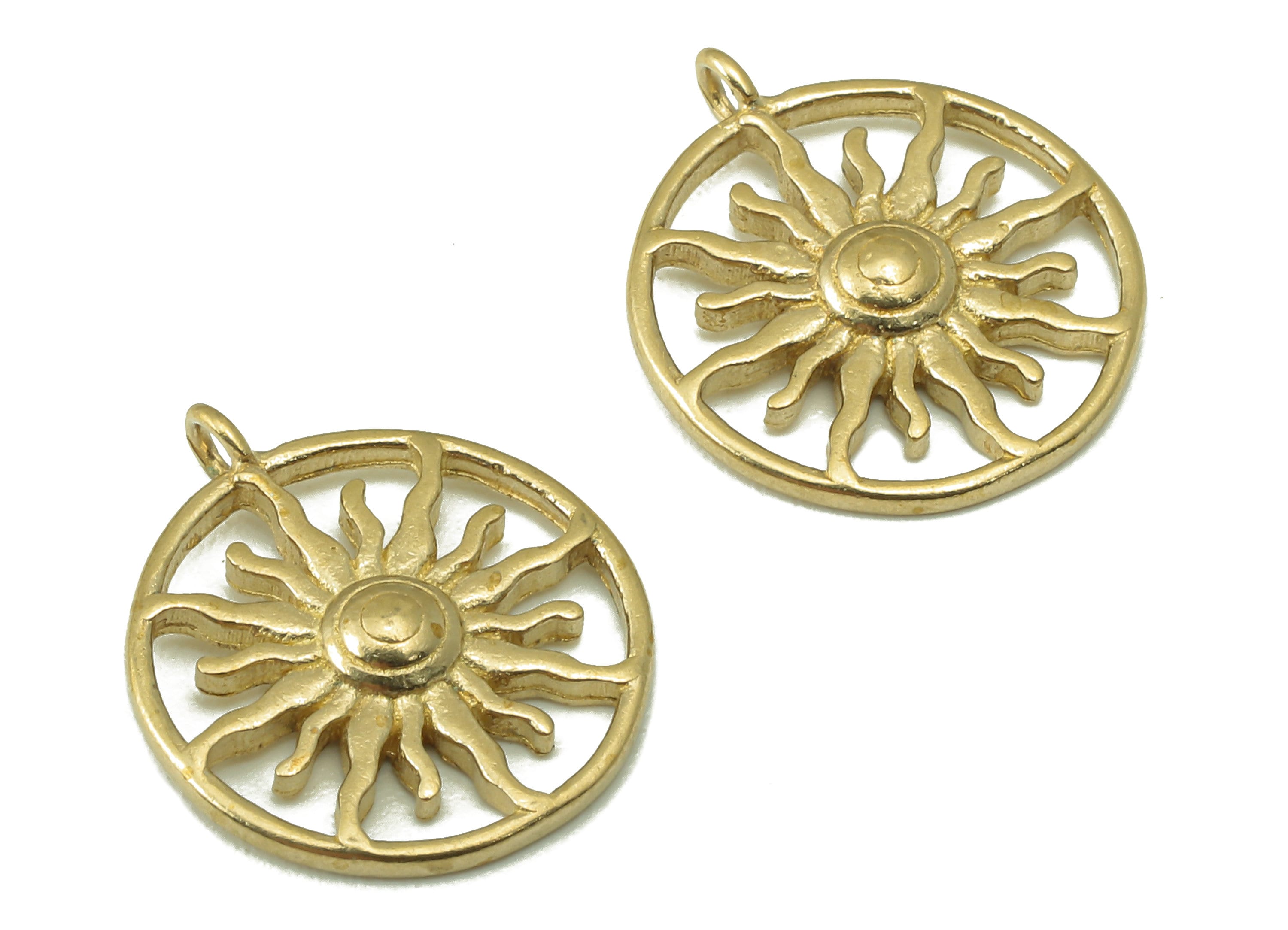 Raw Brass Round Hollow Out Earring-Raw Brass Branch Pendant-Hollow Out Pattern-Round Jewelry Making Supplies-15.32 x 13.41 x 2.24mm - PP8364 - DOMEDBAZAAR