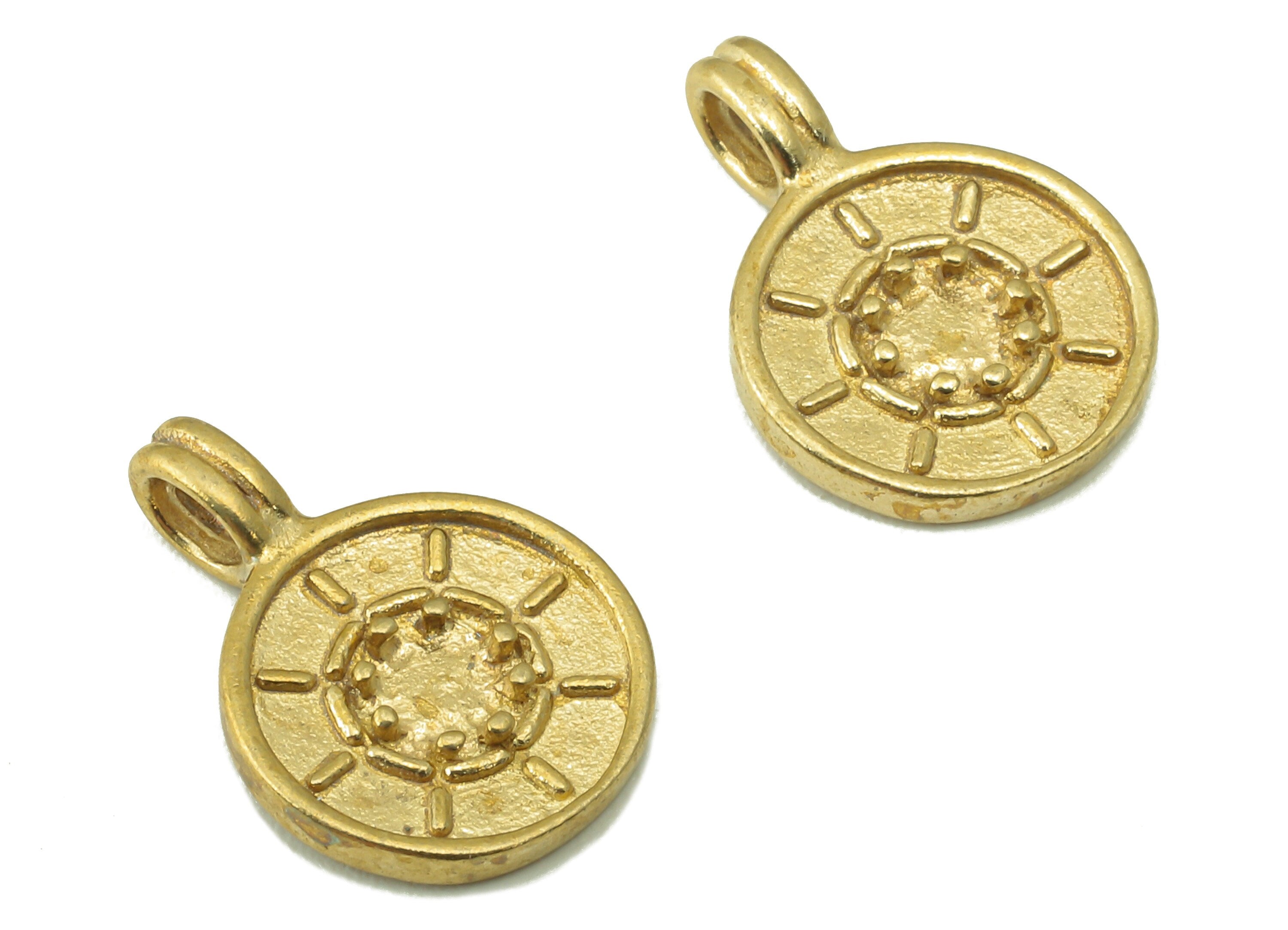 Raw Brass Round  Earring - Raw Brass Branch Pendant -Stamen Pattern - Round Jewelry Making Supplies - 15.0 x 10.75 x 1.69mm - PP8365 - DOMEDBAZAAR