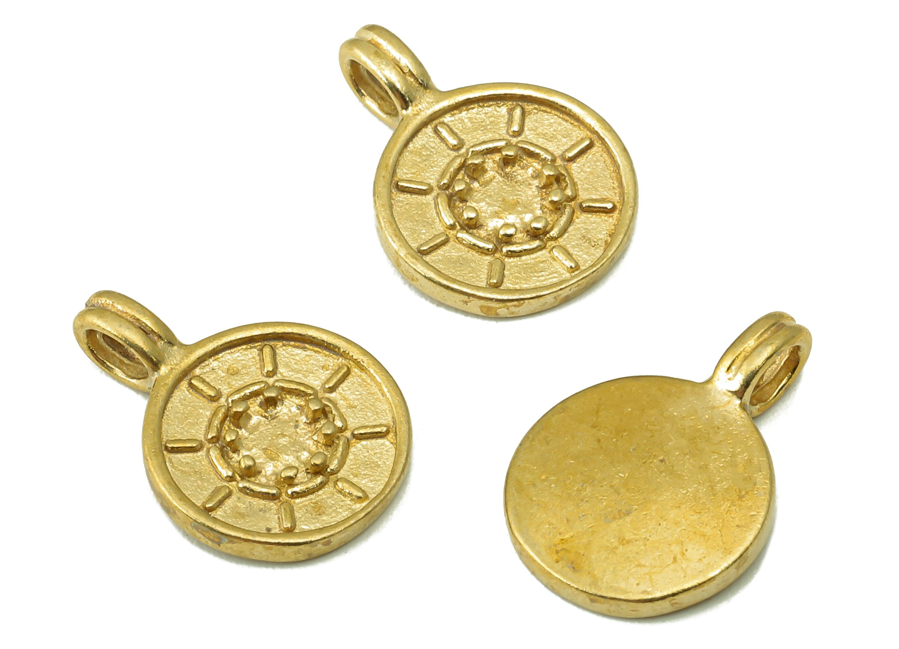 Raw Brass Round  Earring - Raw Brass Branch Pendant -Stamen Pattern - Round Jewelry Making Supplies - 15.0 x 10.75 x 1.69mm - PP8365 - DOMEDBAZAAR