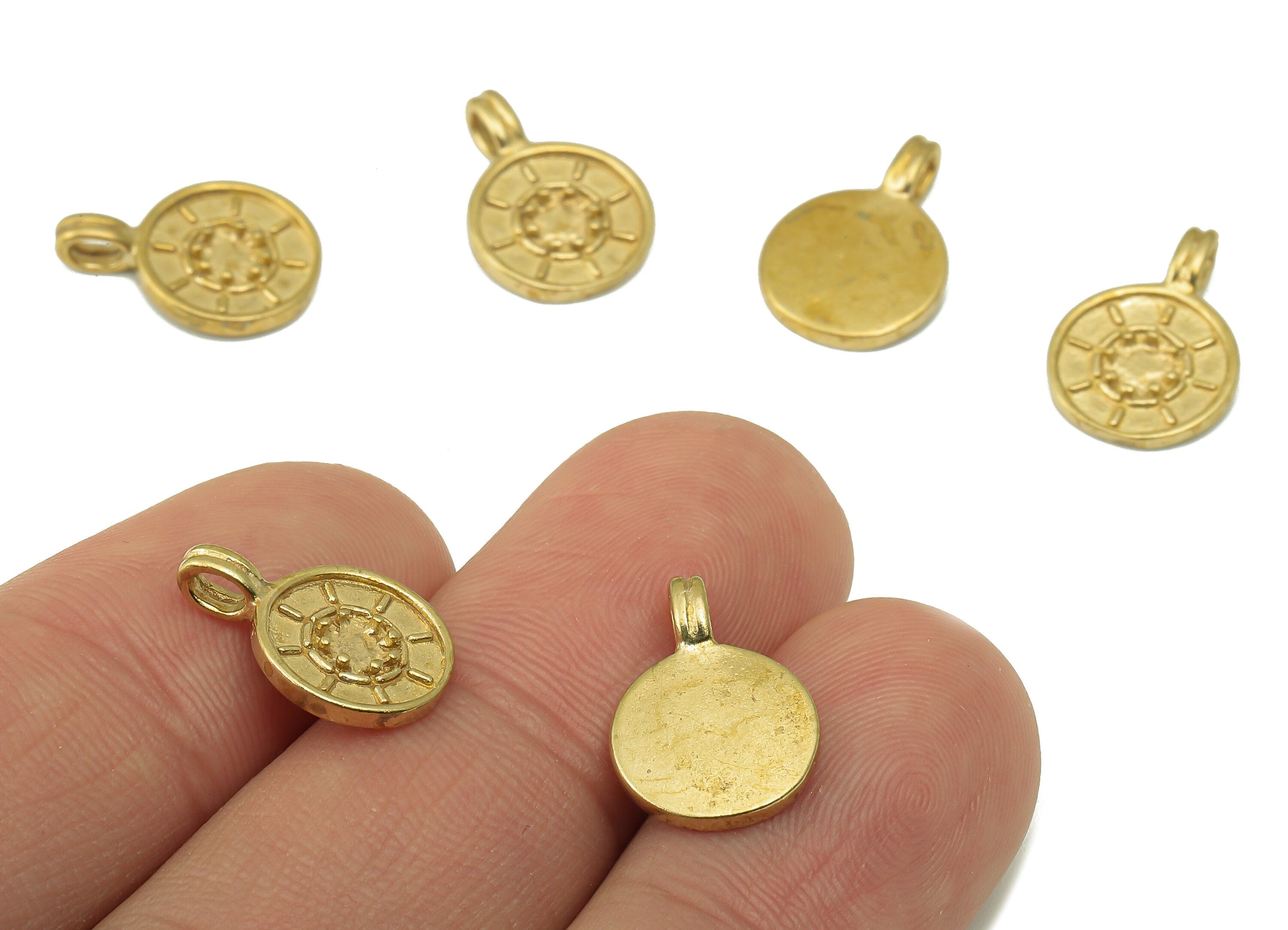 Raw Brass Round  Earring - Raw Brass Branch Pendant -Stamen Pattern - Round Jewelry Making Supplies - 15.0 x 10.75 x 1.69mm - PP8365 - DOMEDBAZAAR