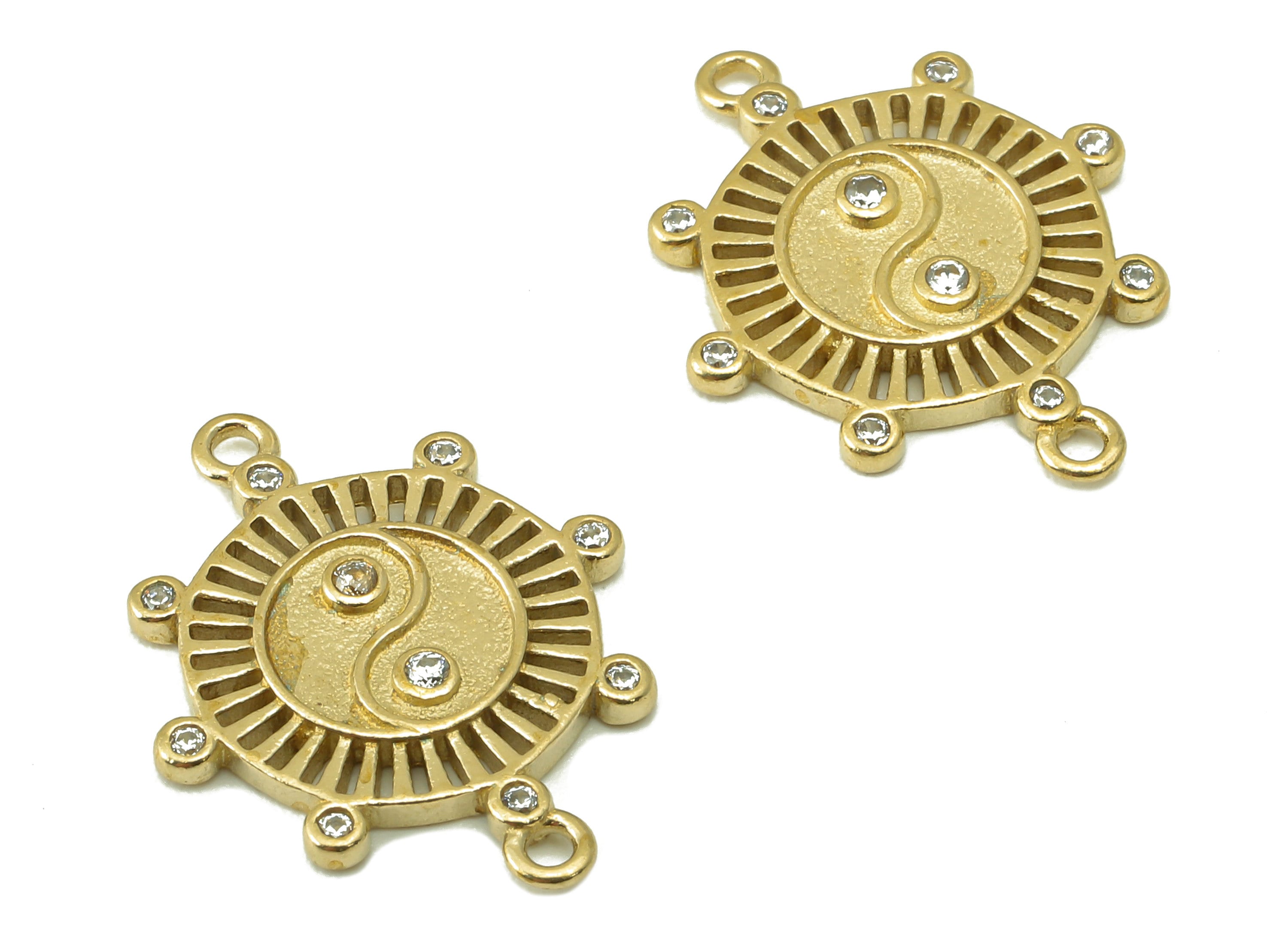 Raw Brass Round Hollow Out Earring- Branch Pendant-Zircon Earring-S Shape-Octagon Round Jewelry Making Supplies-19.12x14.26x1.97mm-PP8366 - DOMEDBAZAAR