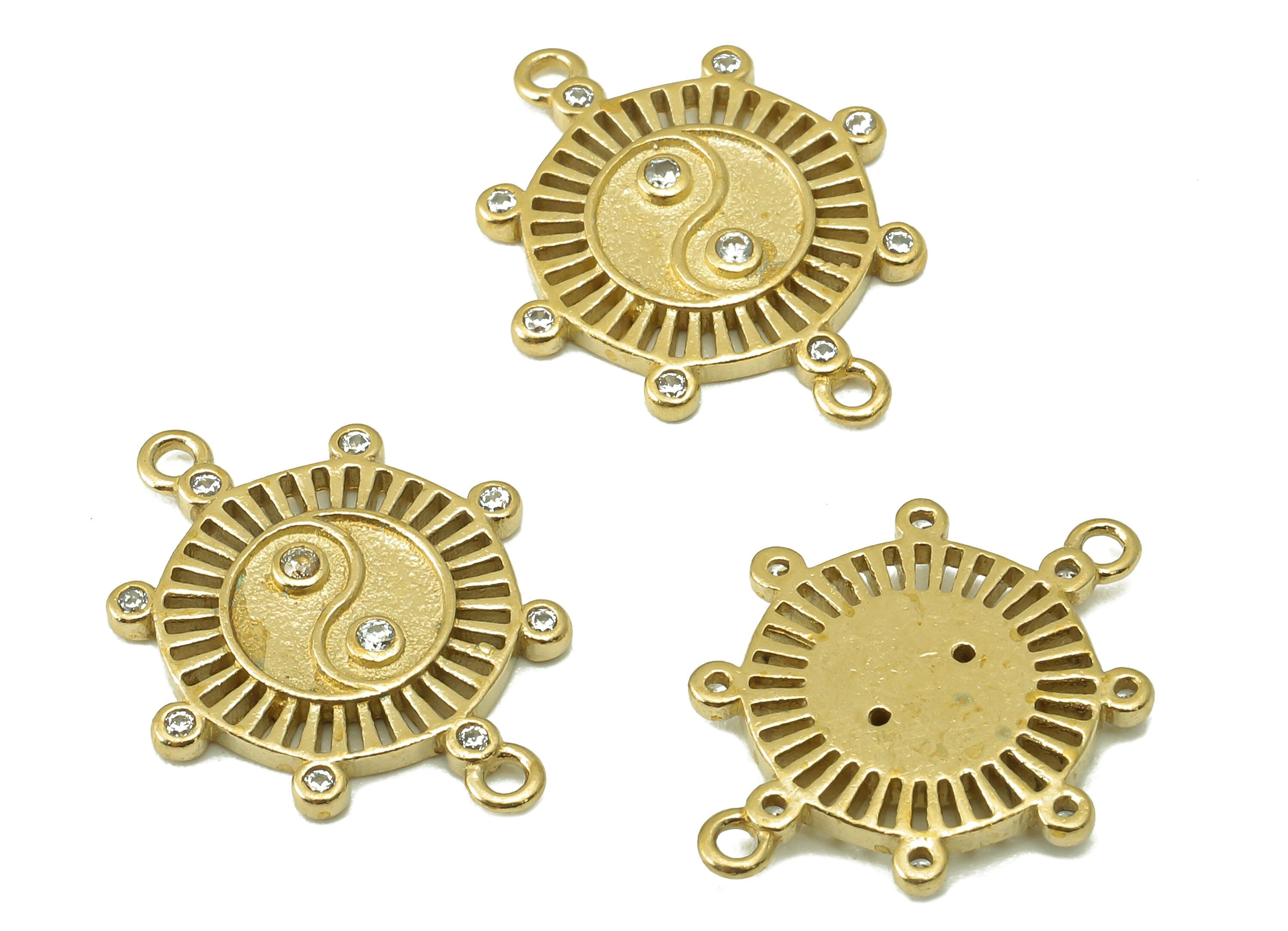 Raw Brass Round Hollow Out Earring- Branch Pendant-Zircon Earring-S Shape-Octagon Round Jewelry Making Supplies-19.12x14.26x1.97mm-PP8366 - DOMEDBAZAAR