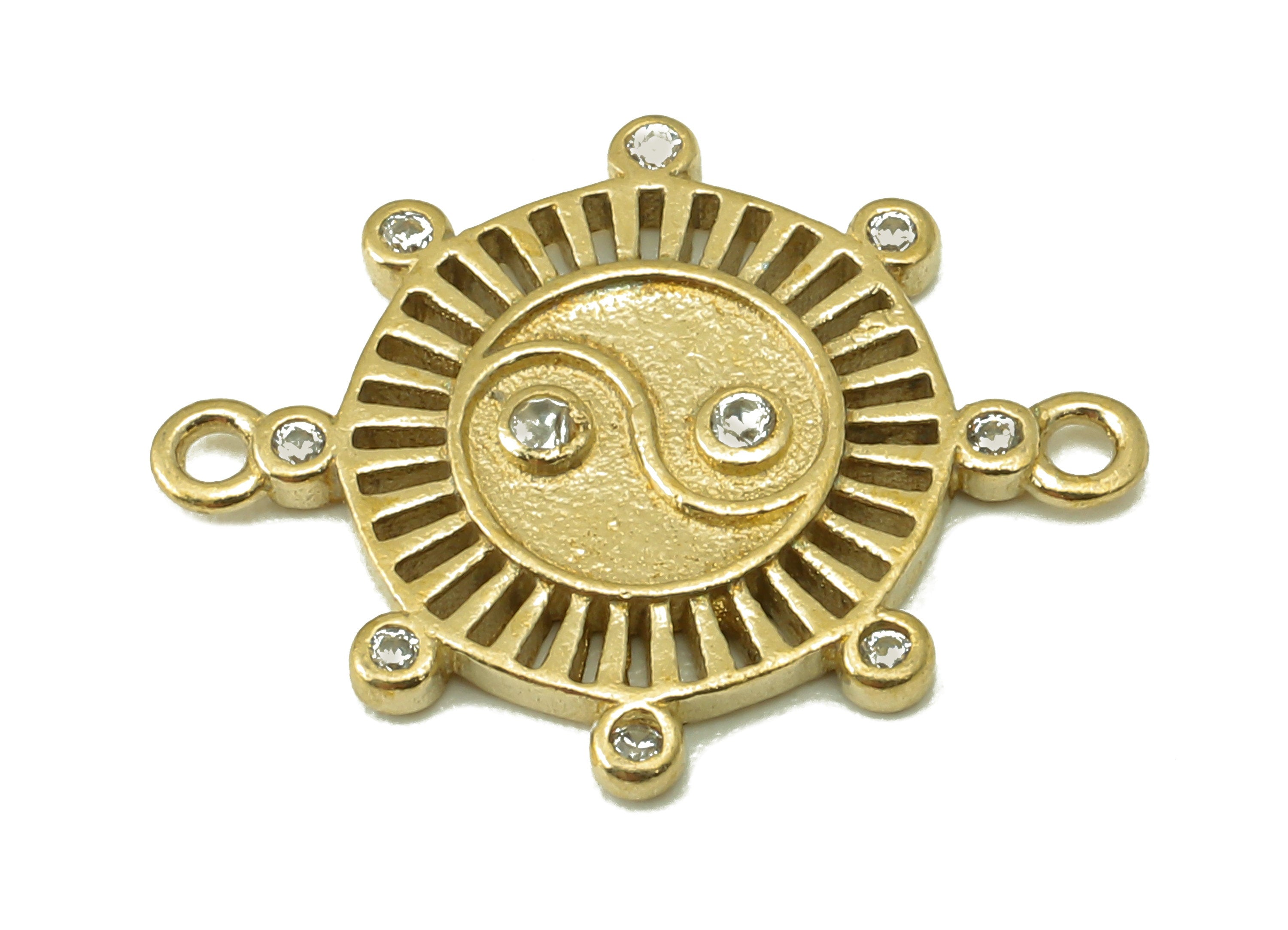 Raw Brass Round Hollow Out Earring- Branch Pendant-Zircon Earring-S Shape-Octagon Round Jewelry Making Supplies-19.12x14.26x1.97mm-PP8366 - DOMEDBAZAAR