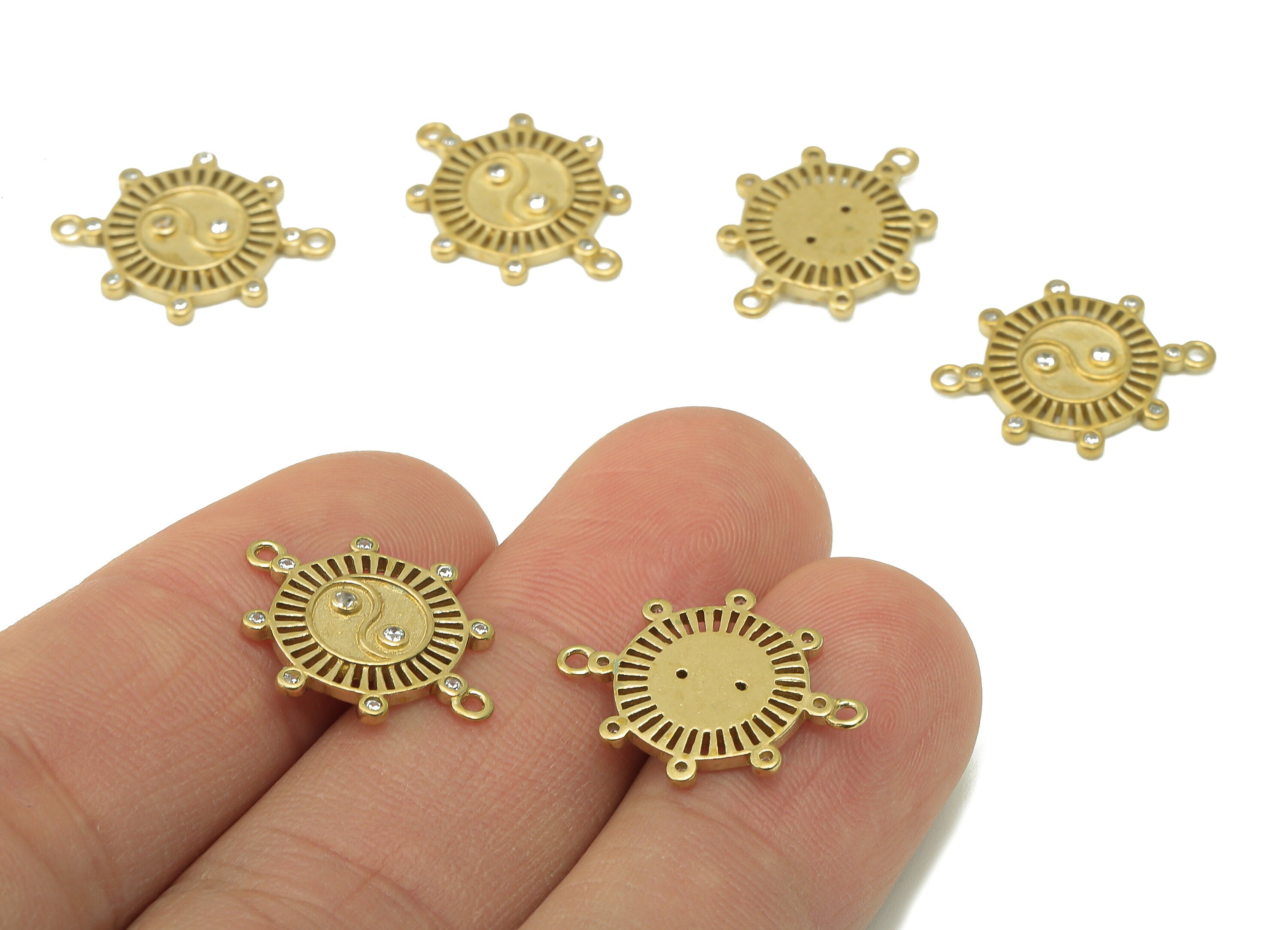 Raw Brass Round Hollow Out Earring- Branch Pendant-Zircon Earring-S Shape-Octagon Round Jewelry Making Supplies-19.12x14.26x1.97mm-PP8366 - DOMEDBAZAAR