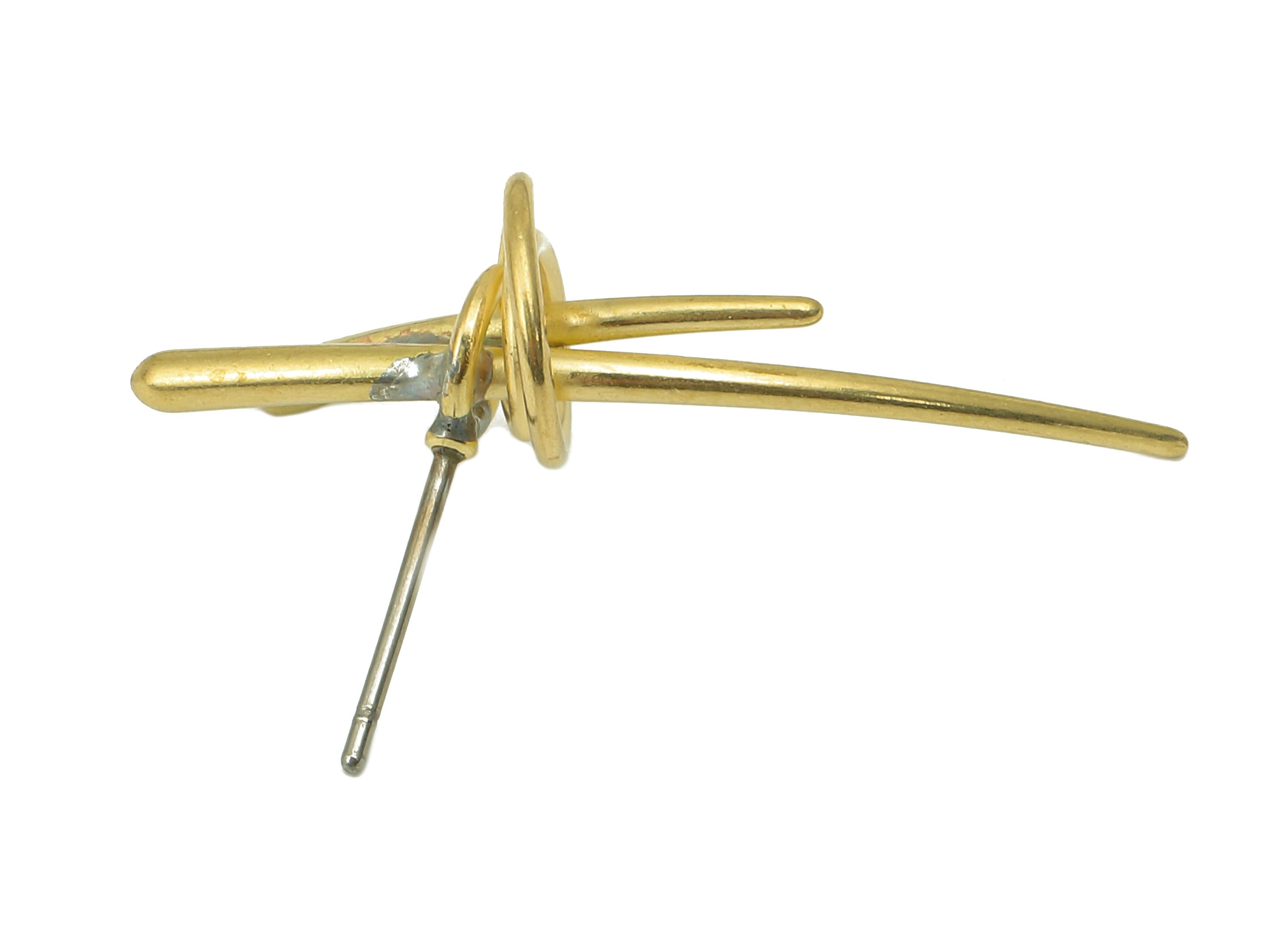 Raw Brass Knot Stud Earring - Brass Wires Spiral Earring Post - Earring Post - Jewelry Making Supplies- 32.64x 18.93x 1.59mm - PP8256 - DOMEDBAZAAR
