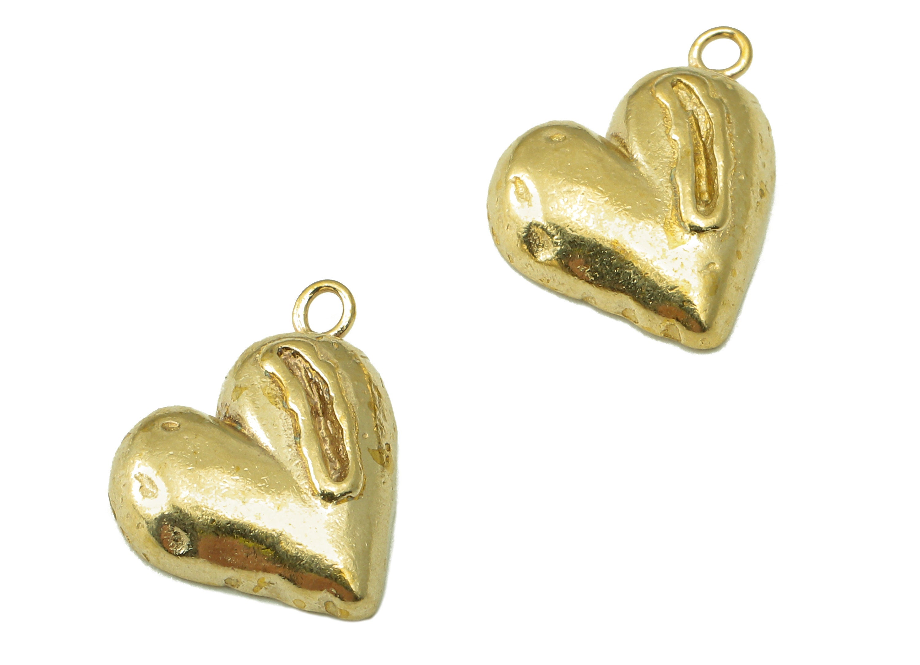 Raw Brass Heart Earring Backs-Raw Brass Heart Pendant-Heart Necklace-Heart Connector-Necklace linker- Making-4.92 x 11.29 x 1.83mm - PP8367 - DOMEDBAZAAR