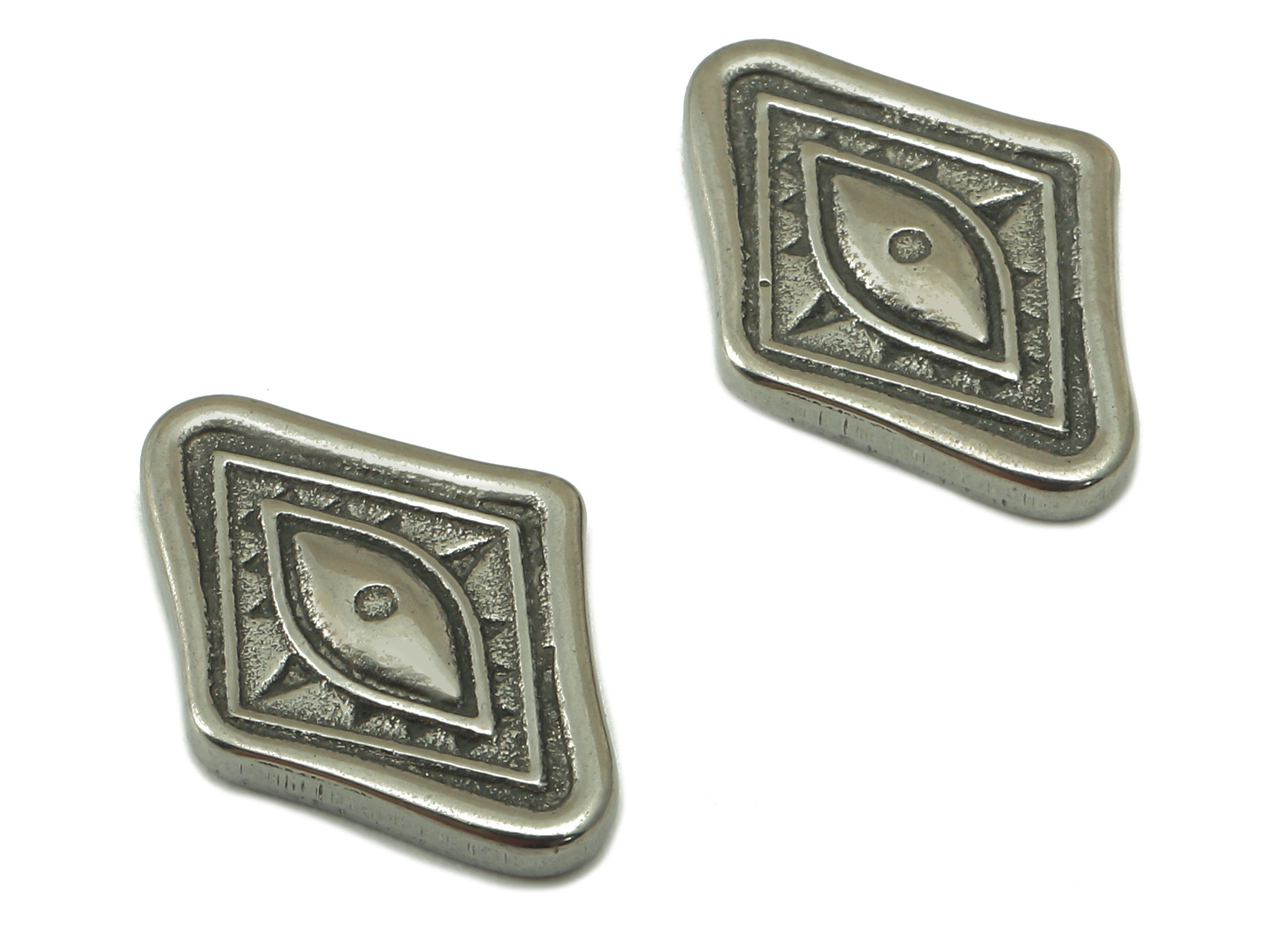 Stainless Steel Eye Earring - Steel Rhombus Eye - 304 Stainless Steel - Mini Steel - For Earring Stud-15.46x 11.21x 2.13mm - SS1449 - DOMEDBAZAAR