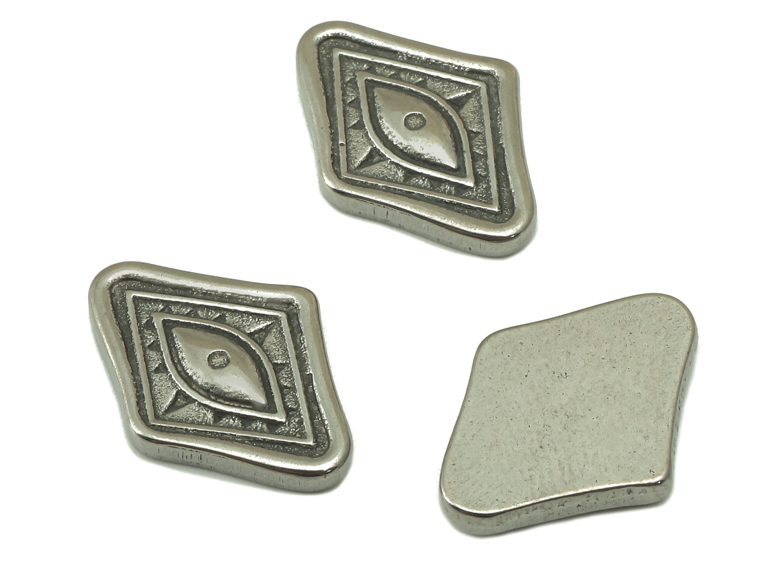 Stainless Steel Eye Earring - Steel Rhombus Eye - 304 Stainless Steel - Mini Steel - For Earring Stud-15.46x 11.21x 2.13mm - SS1449 - DOMEDBAZAAR