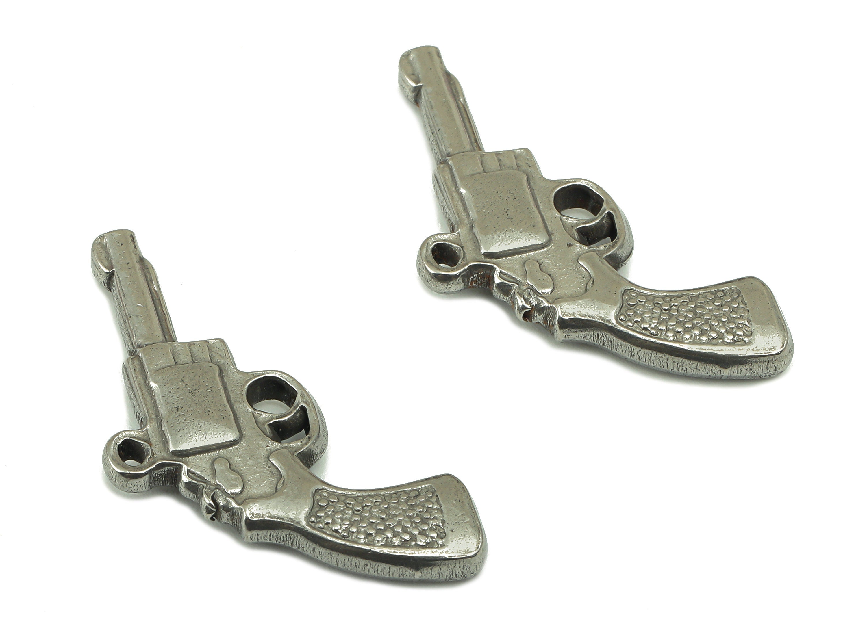 Stainless Steel Gun Earring Charm - Steel Gun Charm - 304 Stainless Steel -Mini Gun Pendant - Whell Gun Figure -35.5 x14.7 x 3.87mm - SS1451 - DOMEDBAZAAR