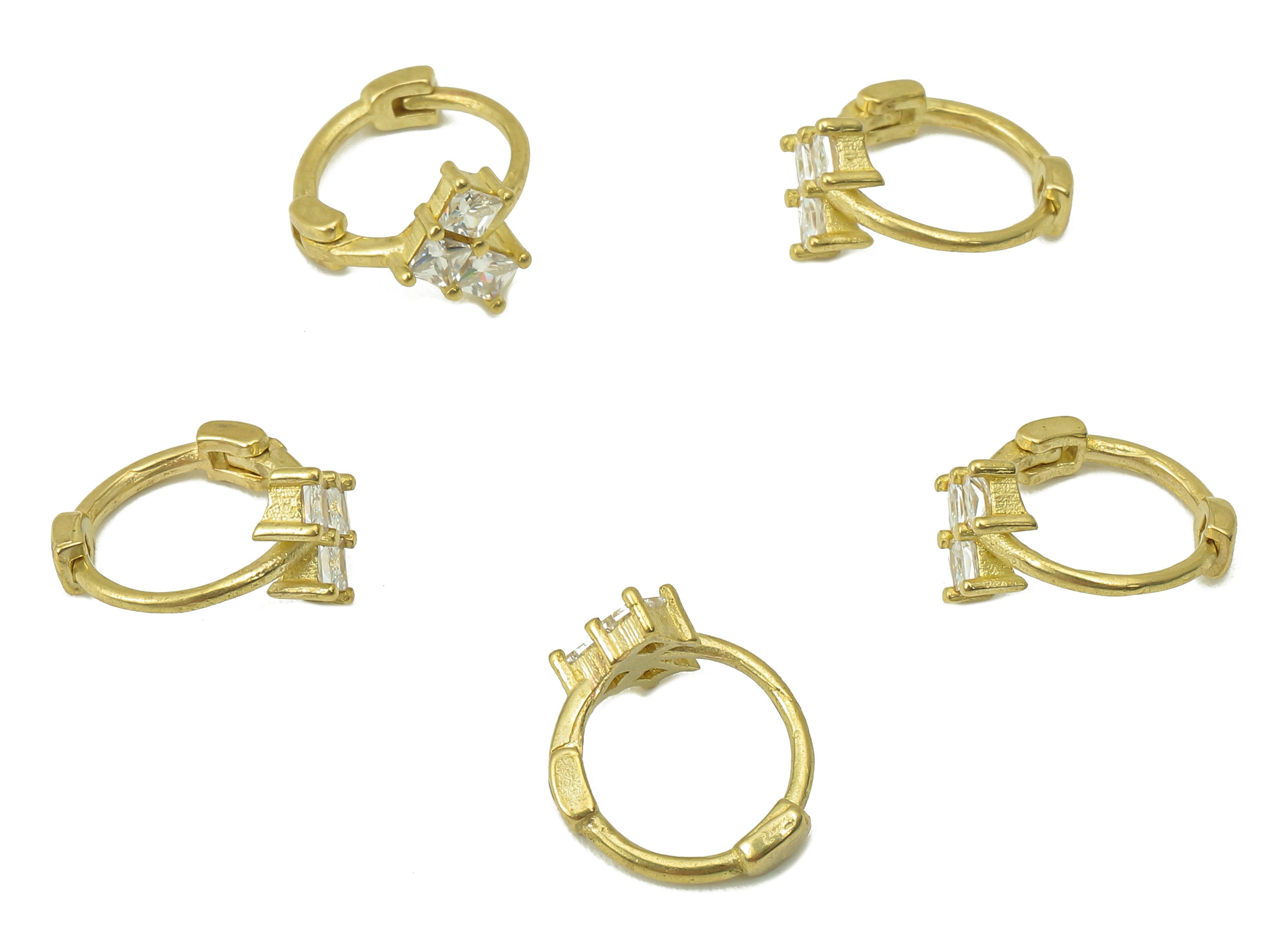 Raw Brass Heart Hoop Earring Clasp - Huggie Hoop Earring -Zirconia Princess Clasp Hoop Earring-Jewelry Making -11.11x 9.49x 1.33mm- PP8259 - DOMEDBAZAAR