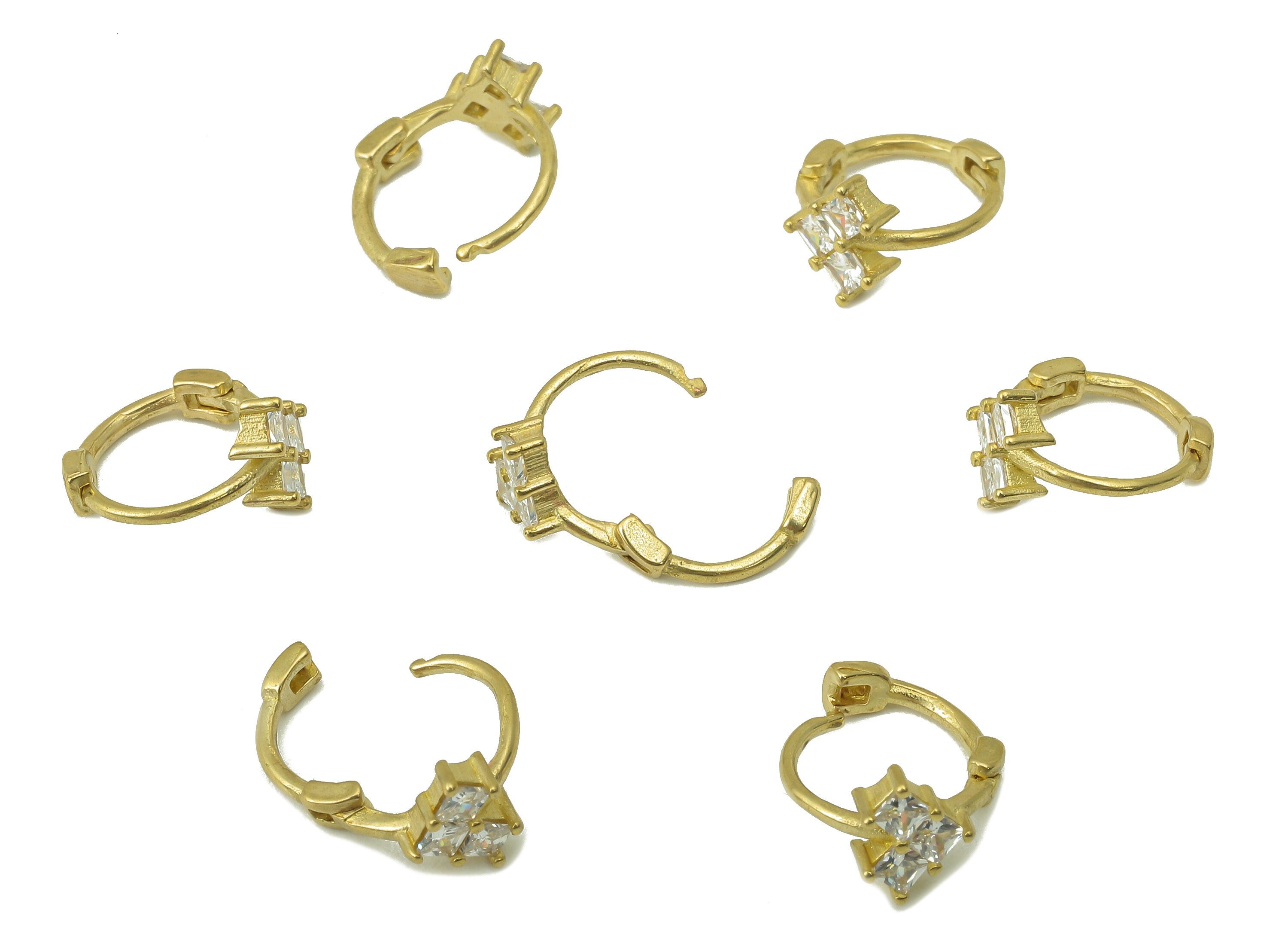 Raw Brass Heart Hoop Earring Clasp - Huggie Hoop Earring -Zirconia Princess Clasp Hoop Earring-Jewelry Making -11.11x 9.49x 1.33mm- PP8259 - DOMEDBAZAAR